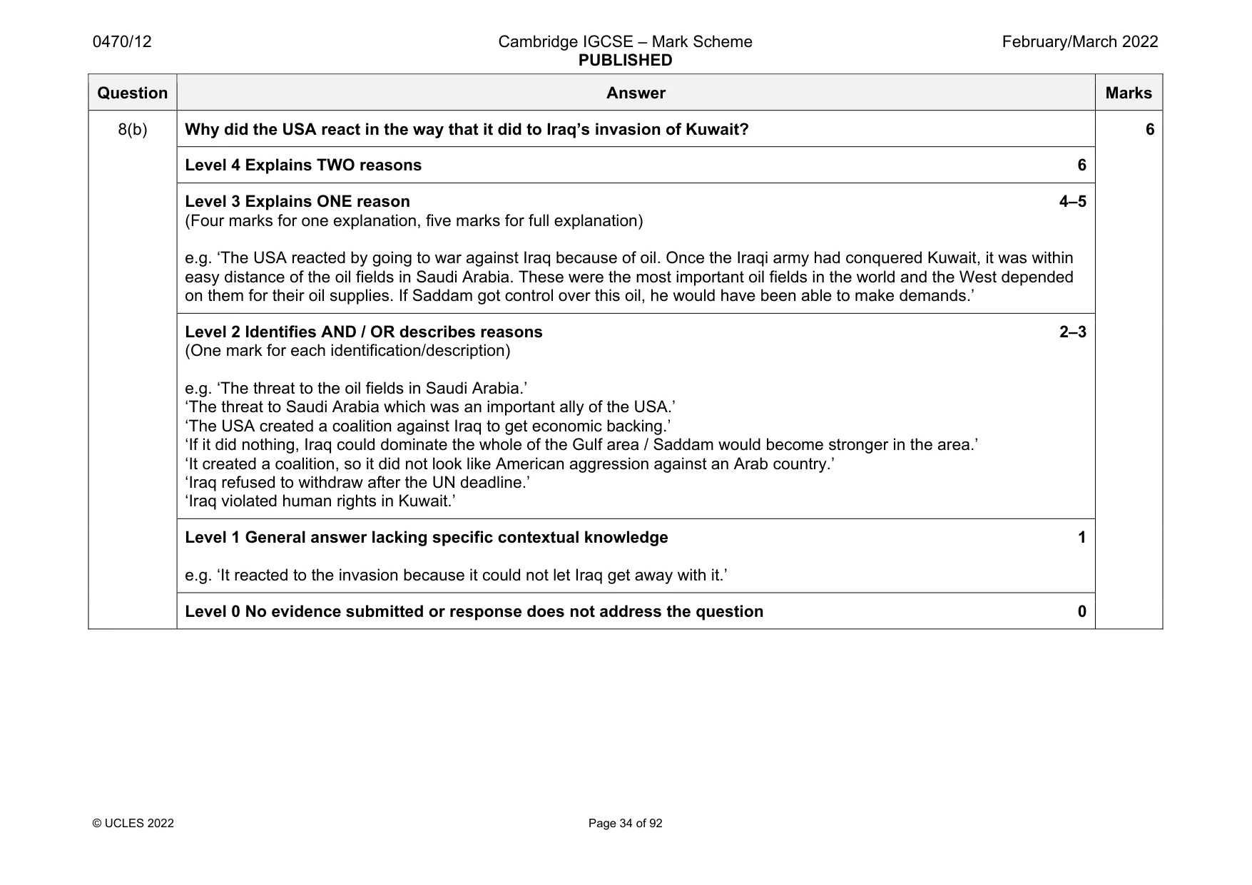 Mark scheme, page 34 of 92
