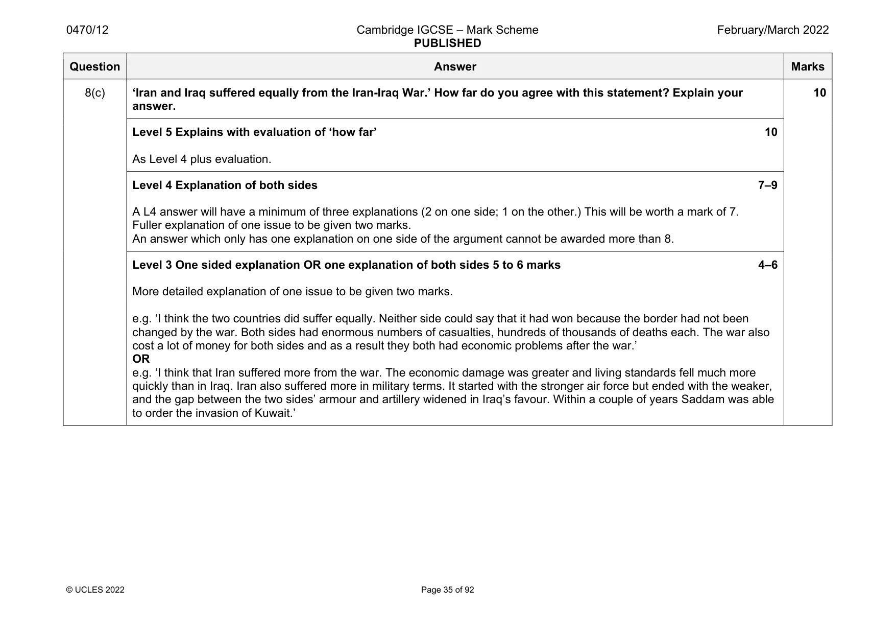 Mark scheme, page 35 of 92