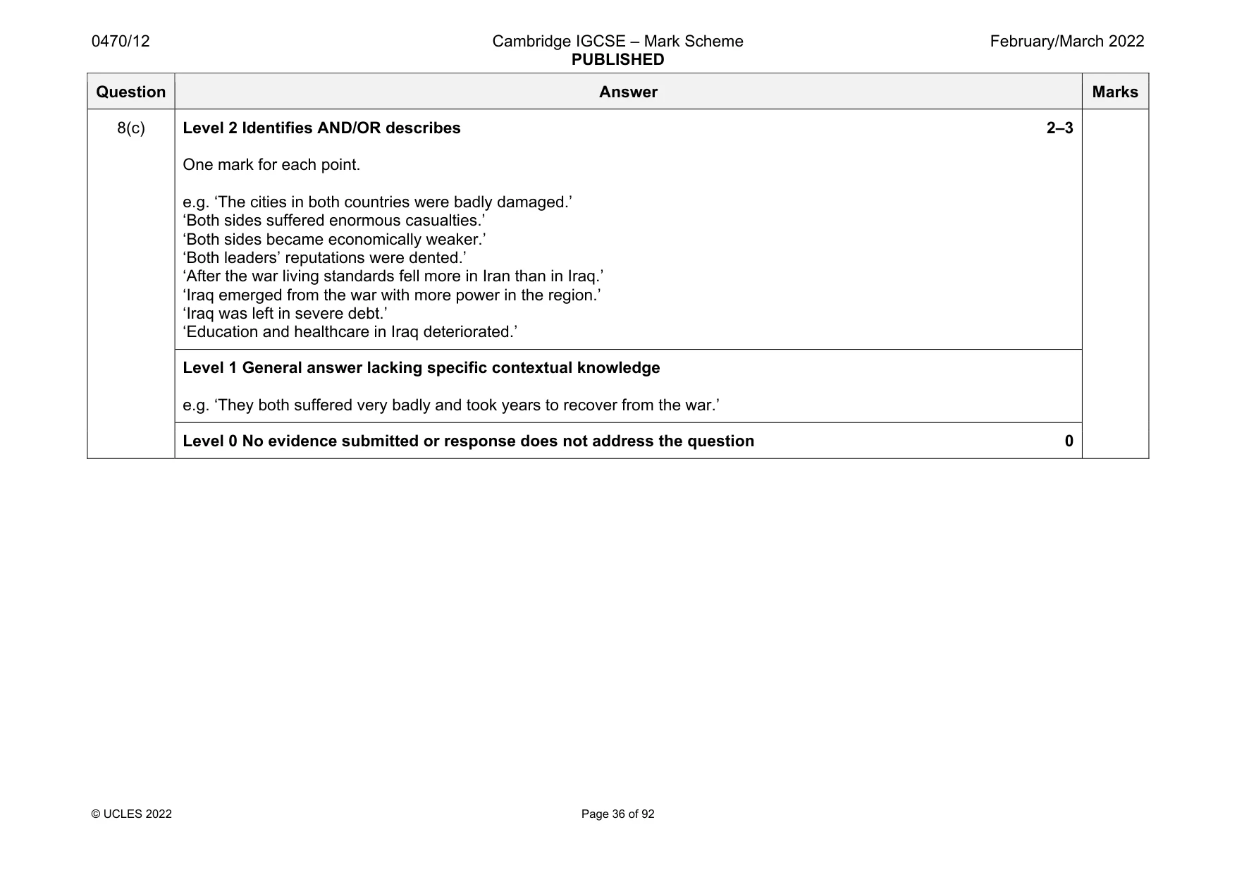 Mark scheme, page 36 of 92