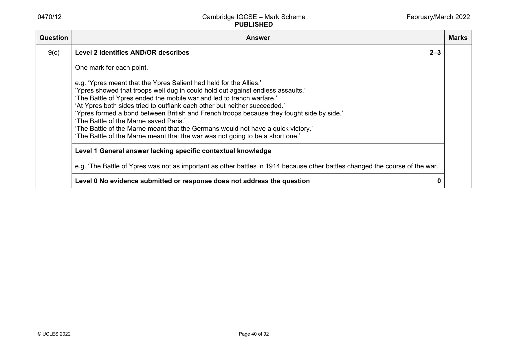 Mark scheme, page 40 of 92