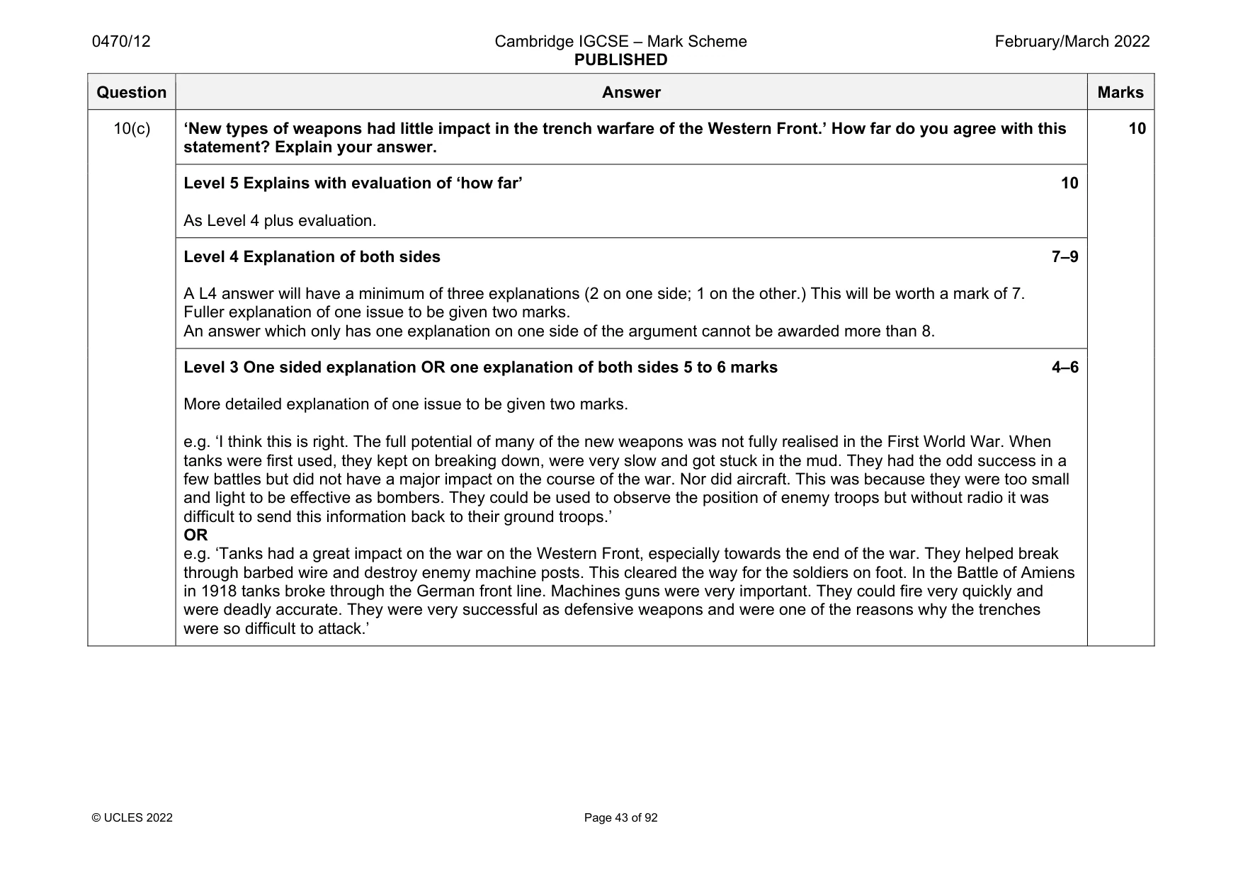 Mark scheme, page 43 of 92