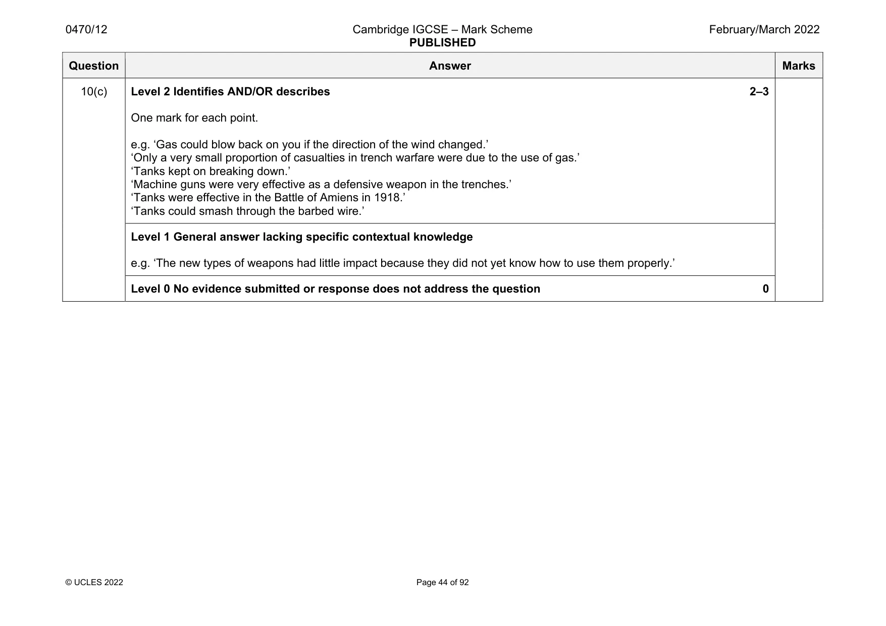 Mark scheme, page 44 of 92