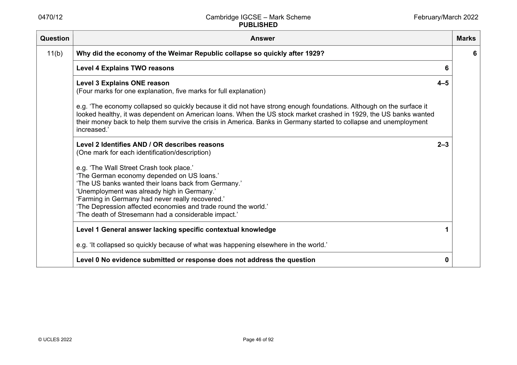 Mark scheme, page 46 of 92