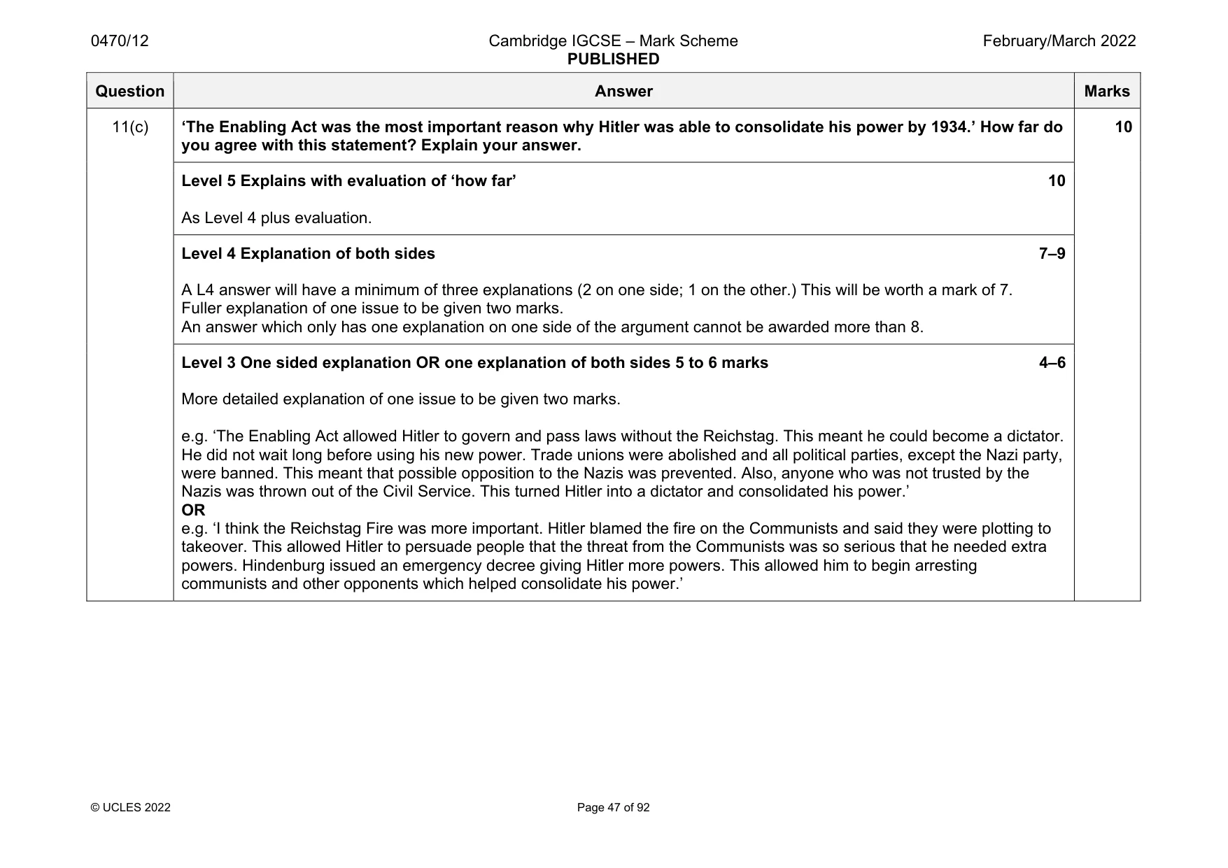 Mark scheme, page 47 of 92