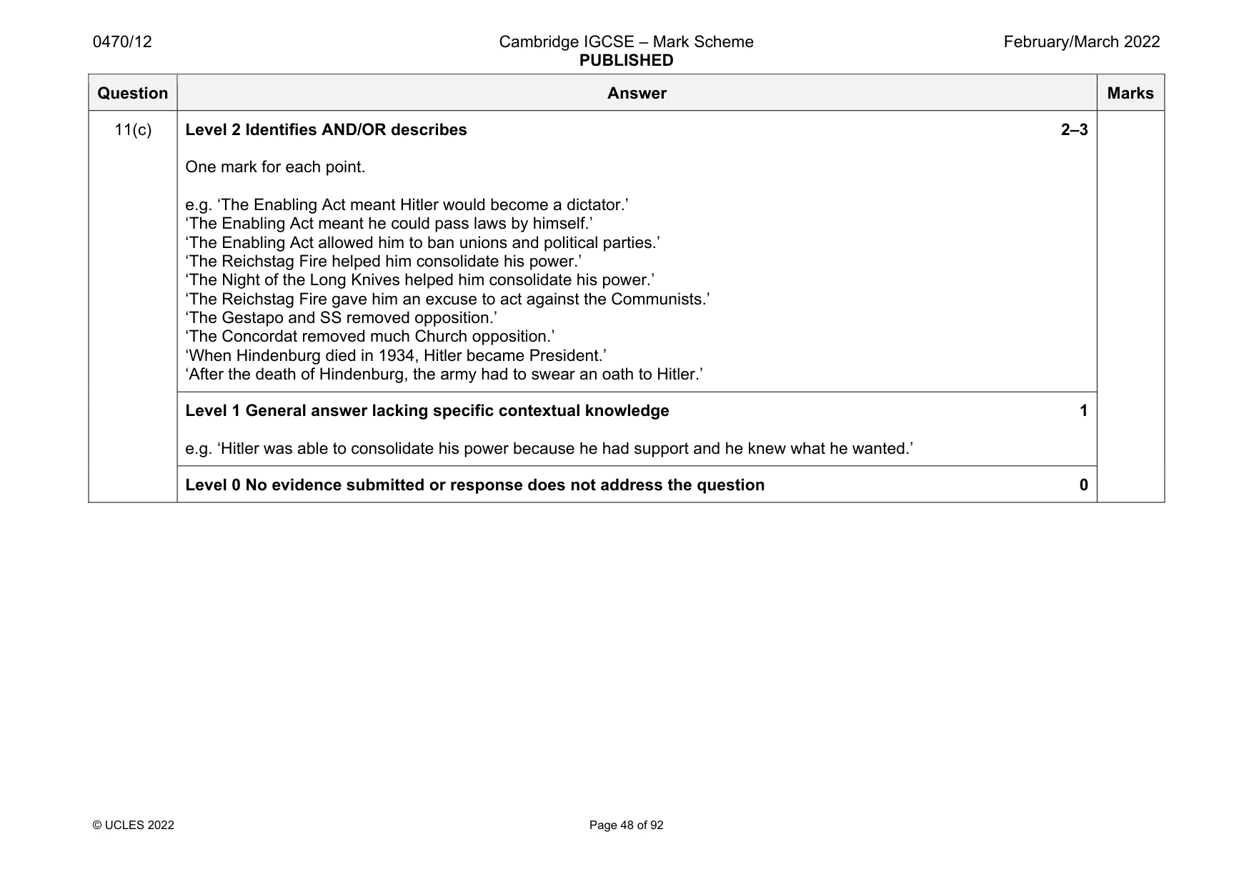 Mark scheme, page 48 of 92