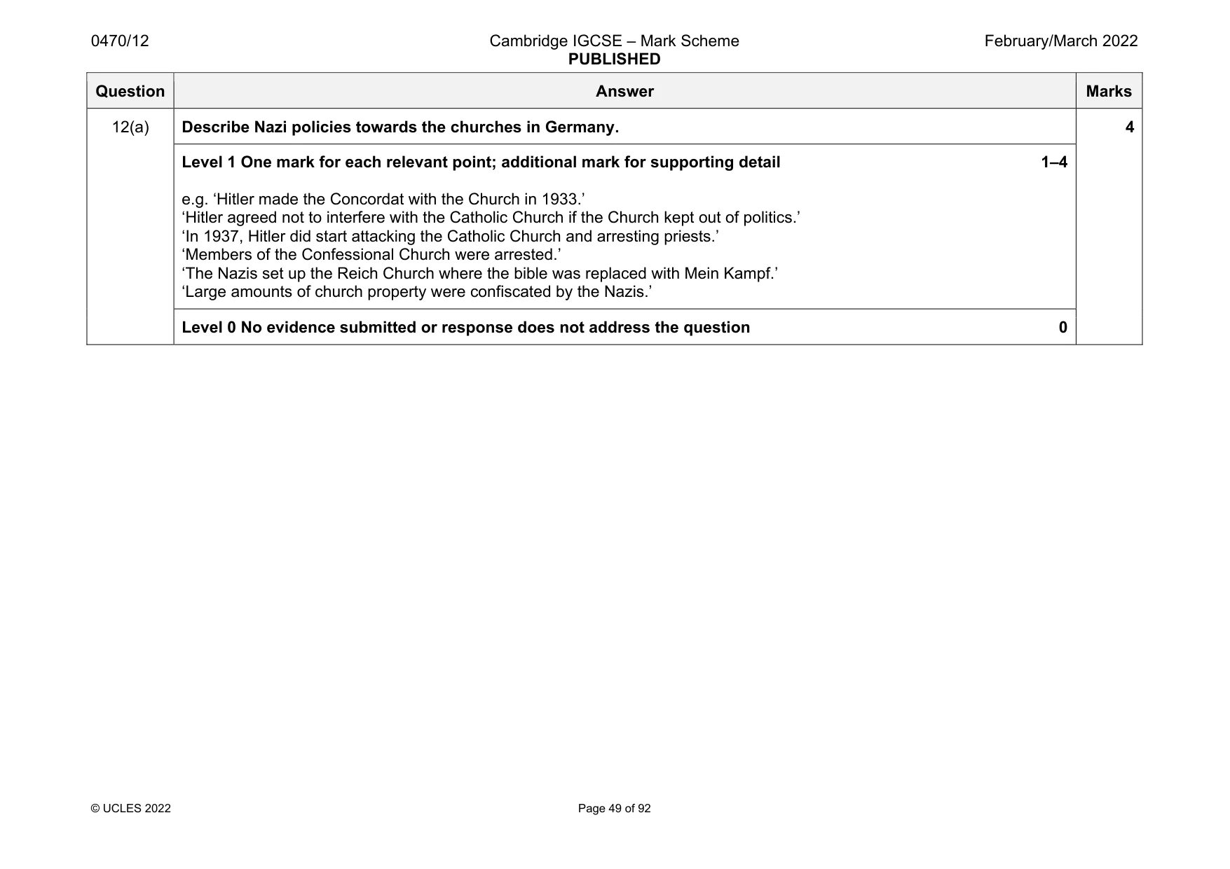Mark scheme, page 49 of 92
