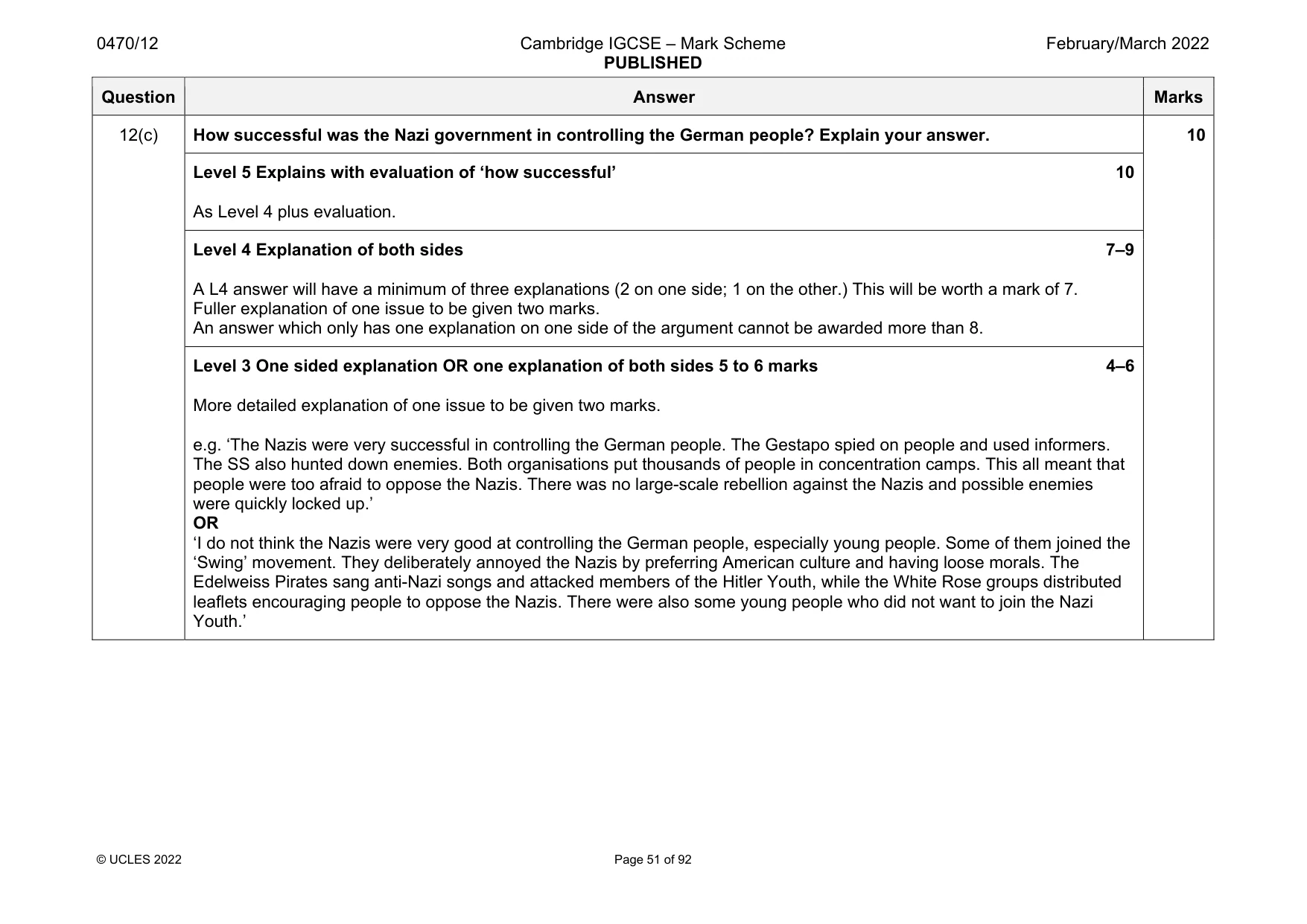 Mark scheme, page 51 of 92