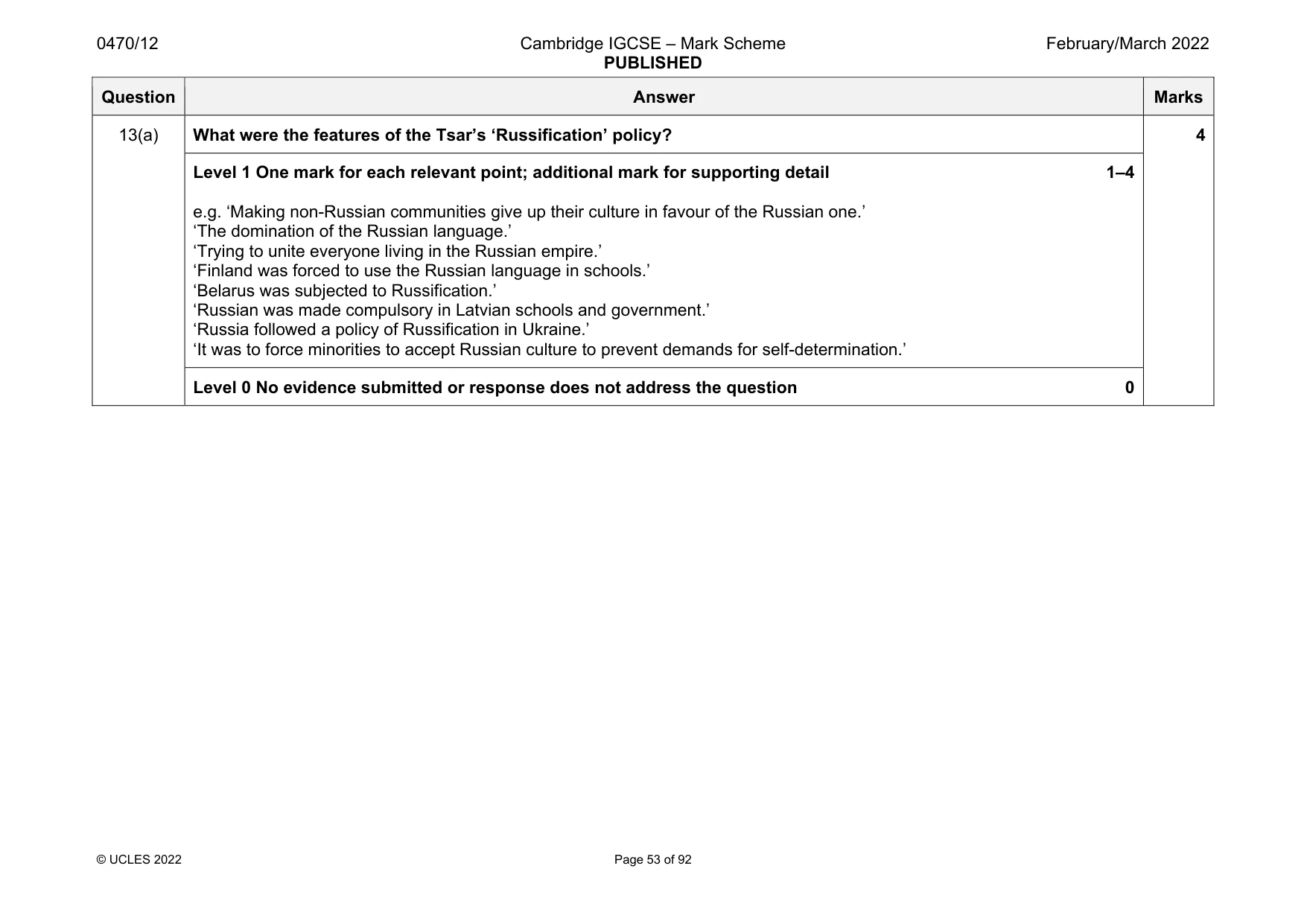 Mark scheme, page 53 of 92