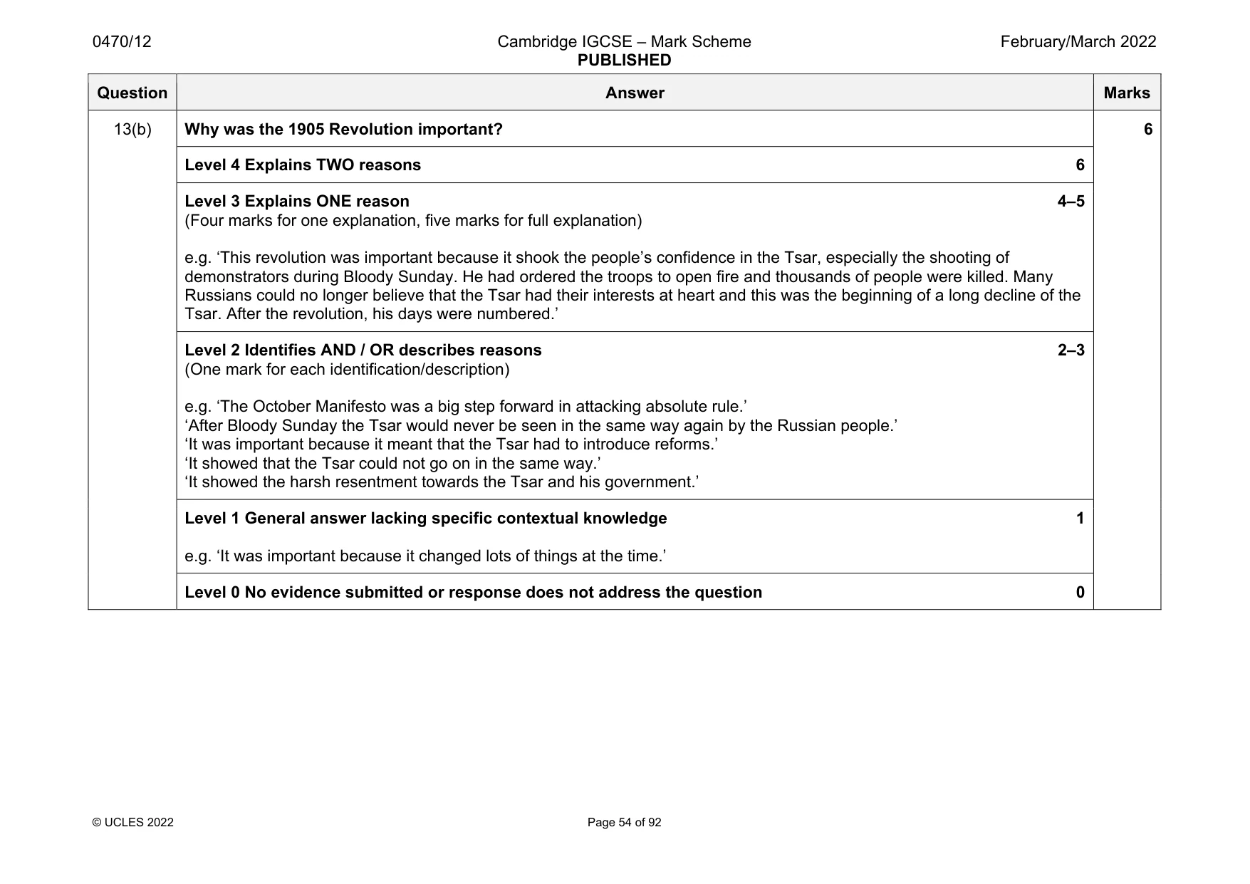 Mark scheme, page 54 of 92