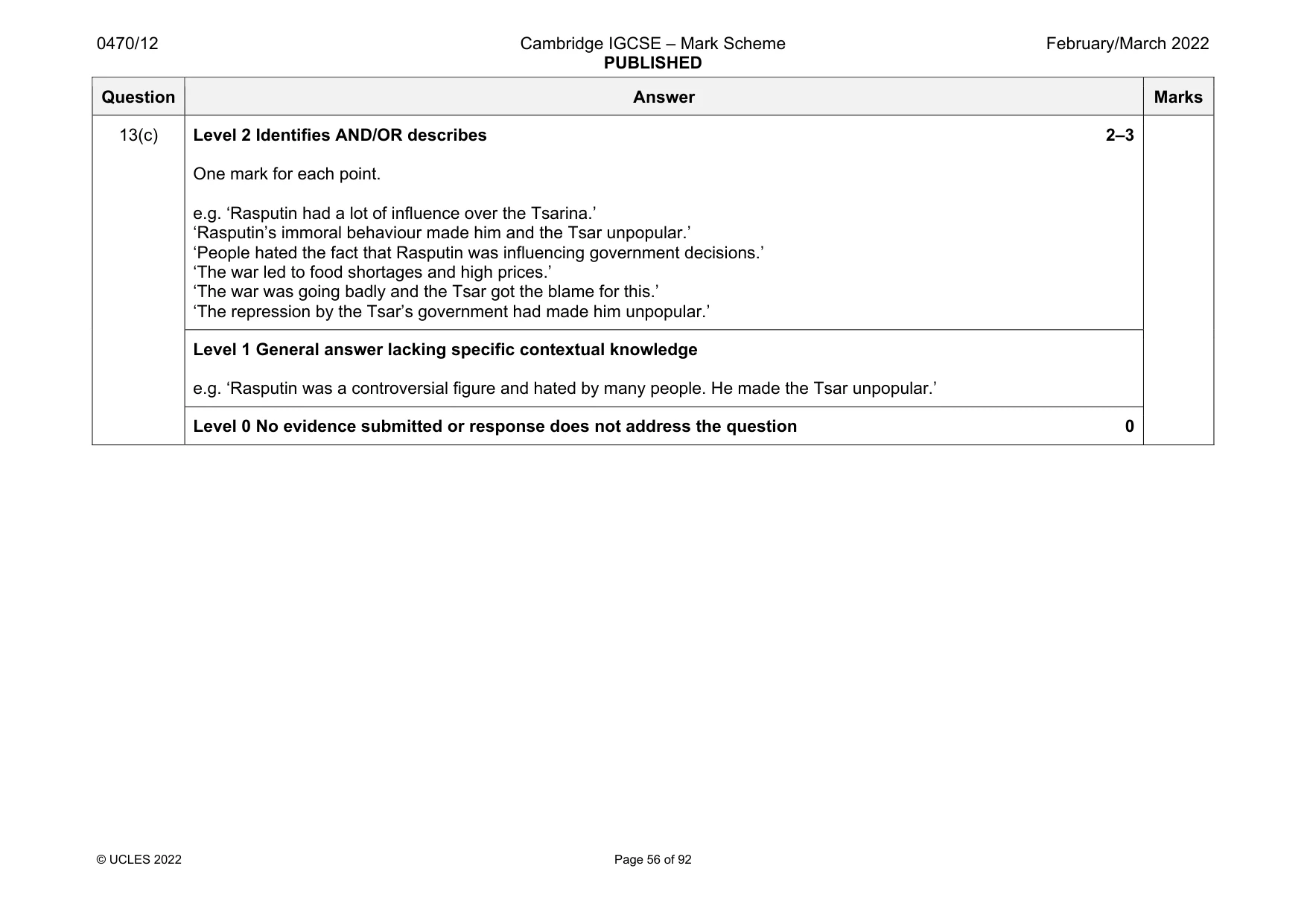 Mark scheme, page 56 of 92