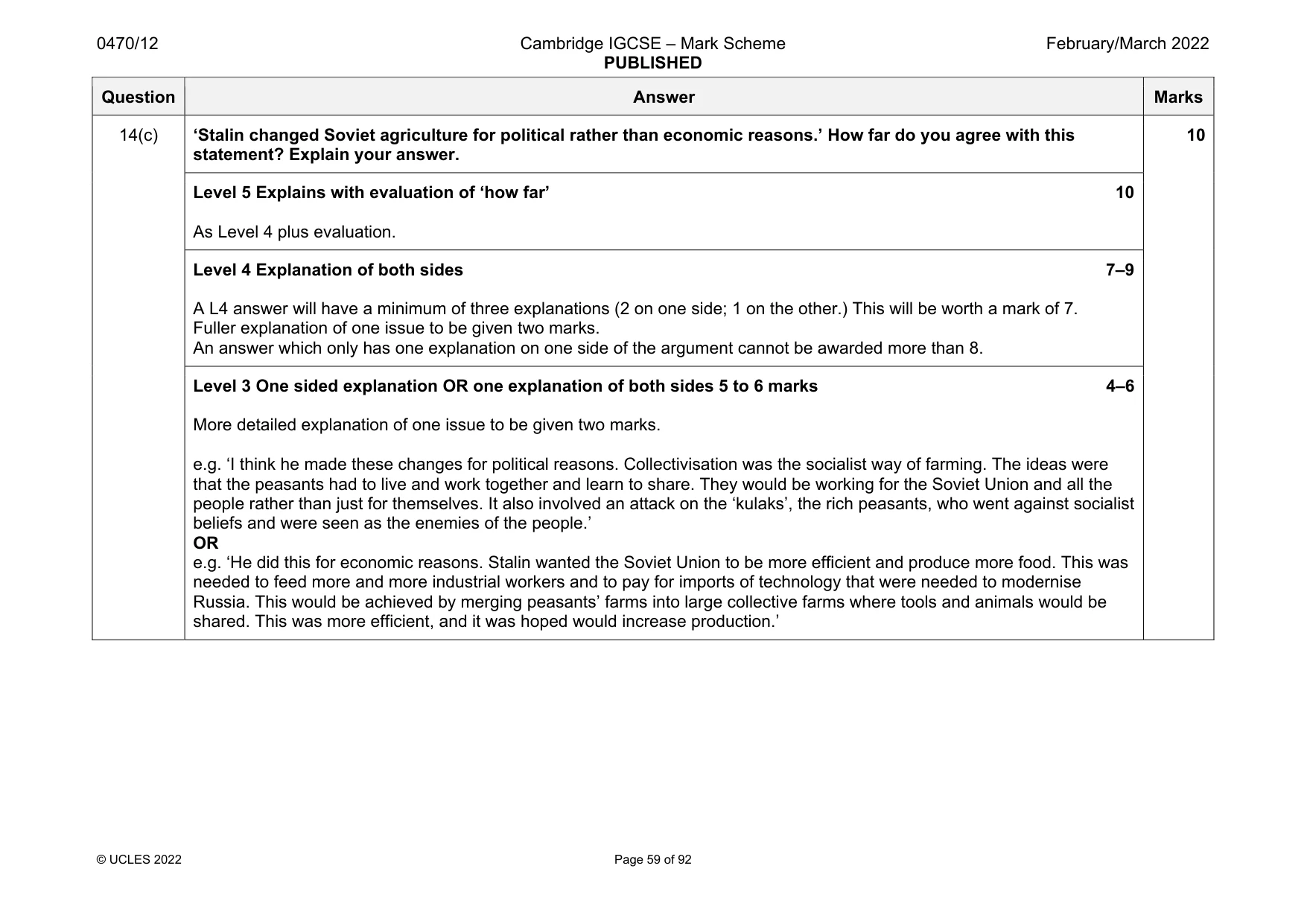 Mark scheme, page 59 of 92