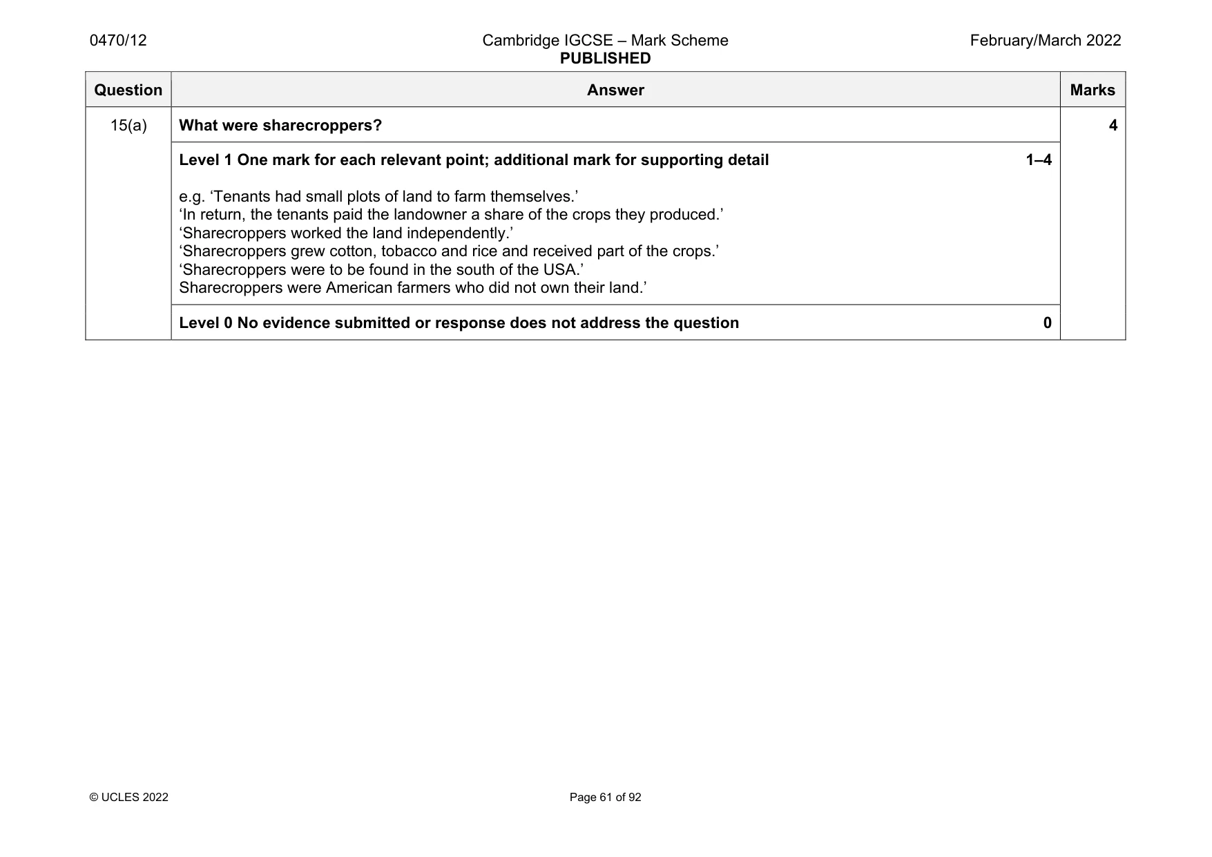Mark scheme, page 61 of 92