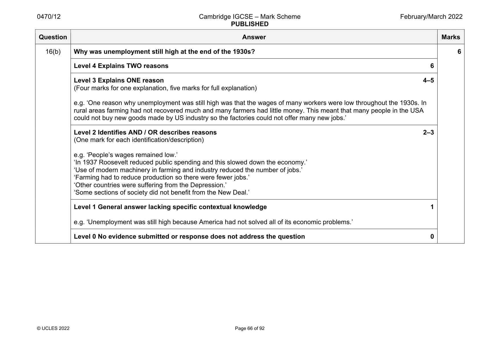 Mark scheme, page 66 of 92