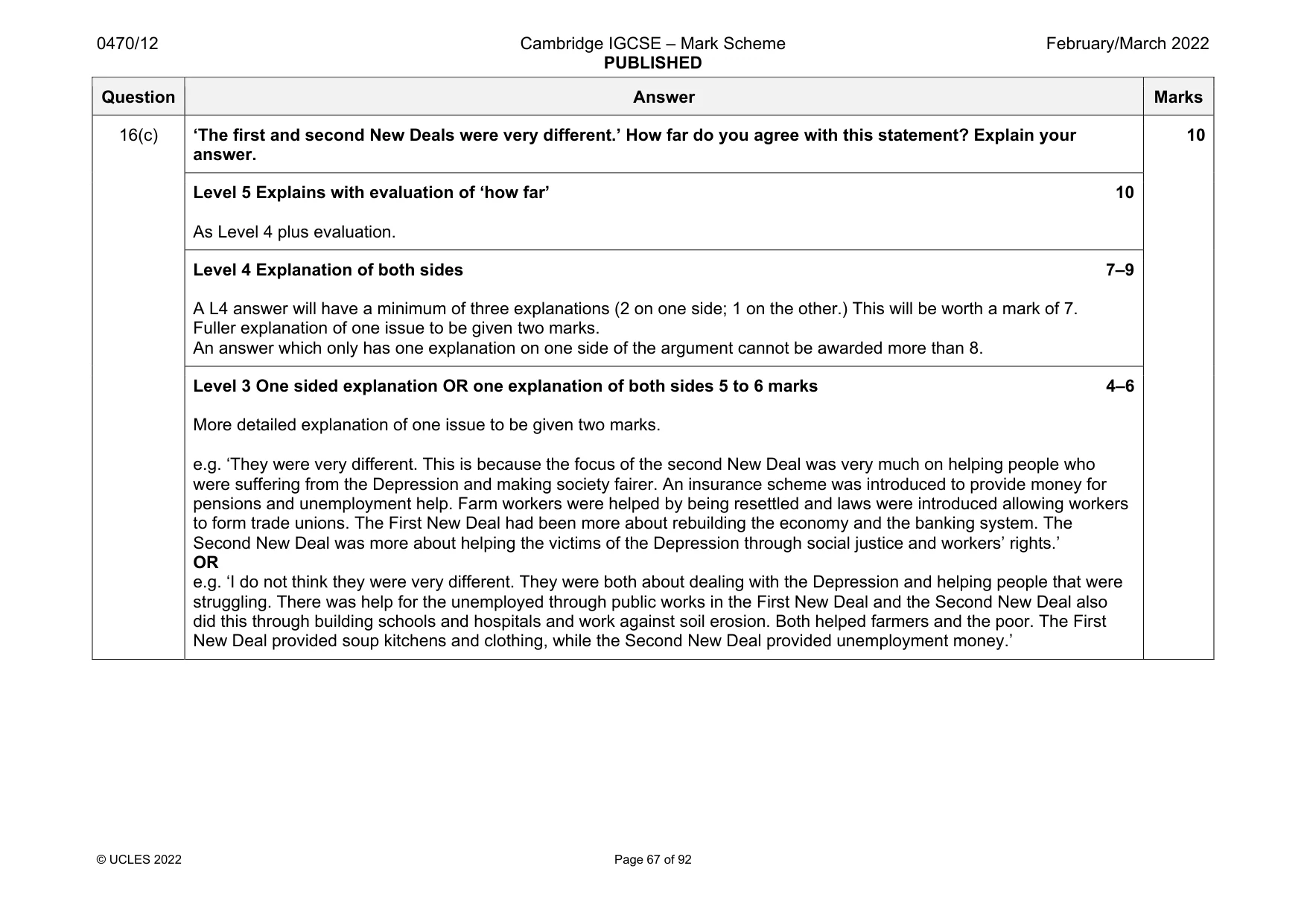 Mark scheme, page 67 of 92