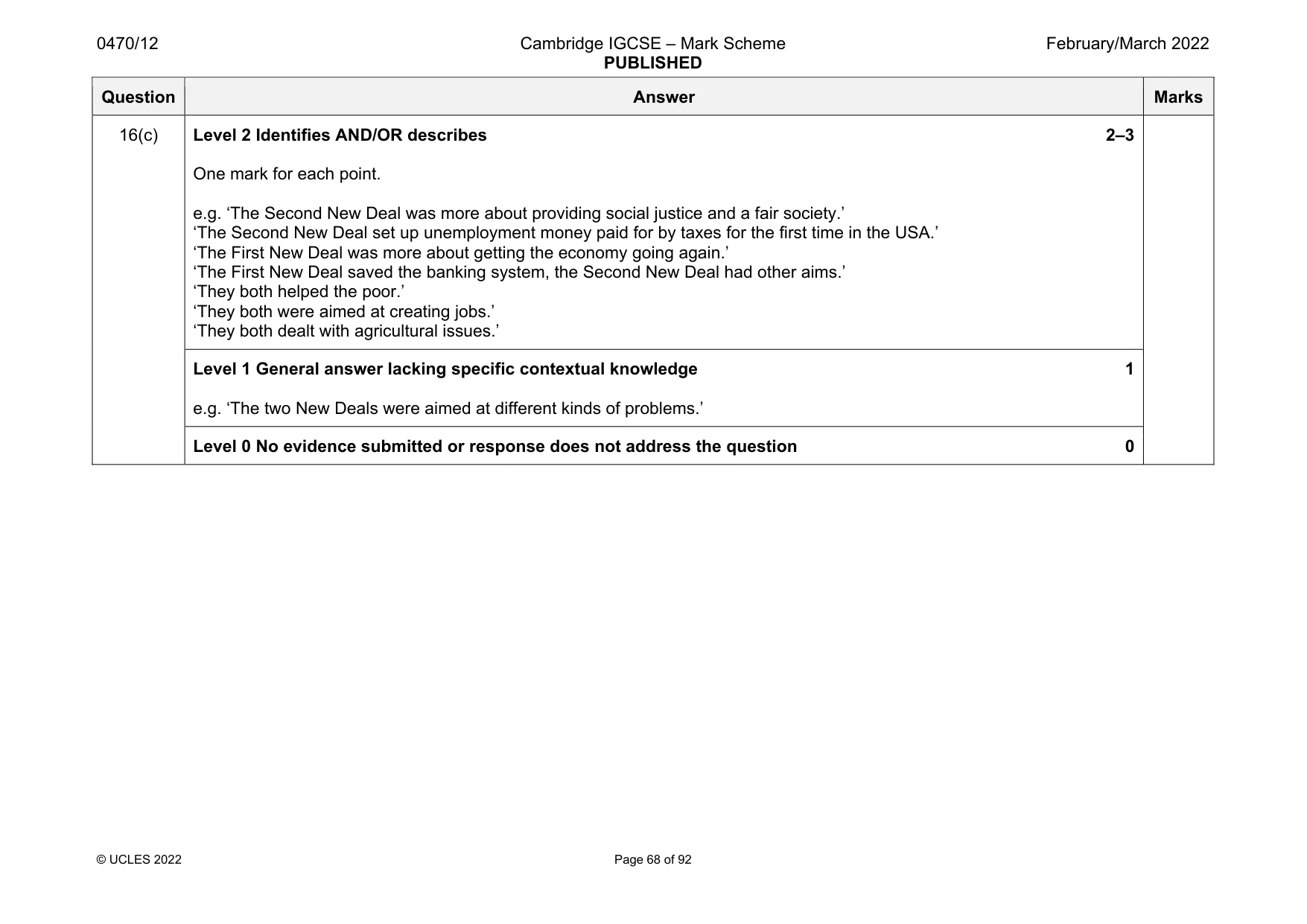 Mark scheme, page 68 of 92