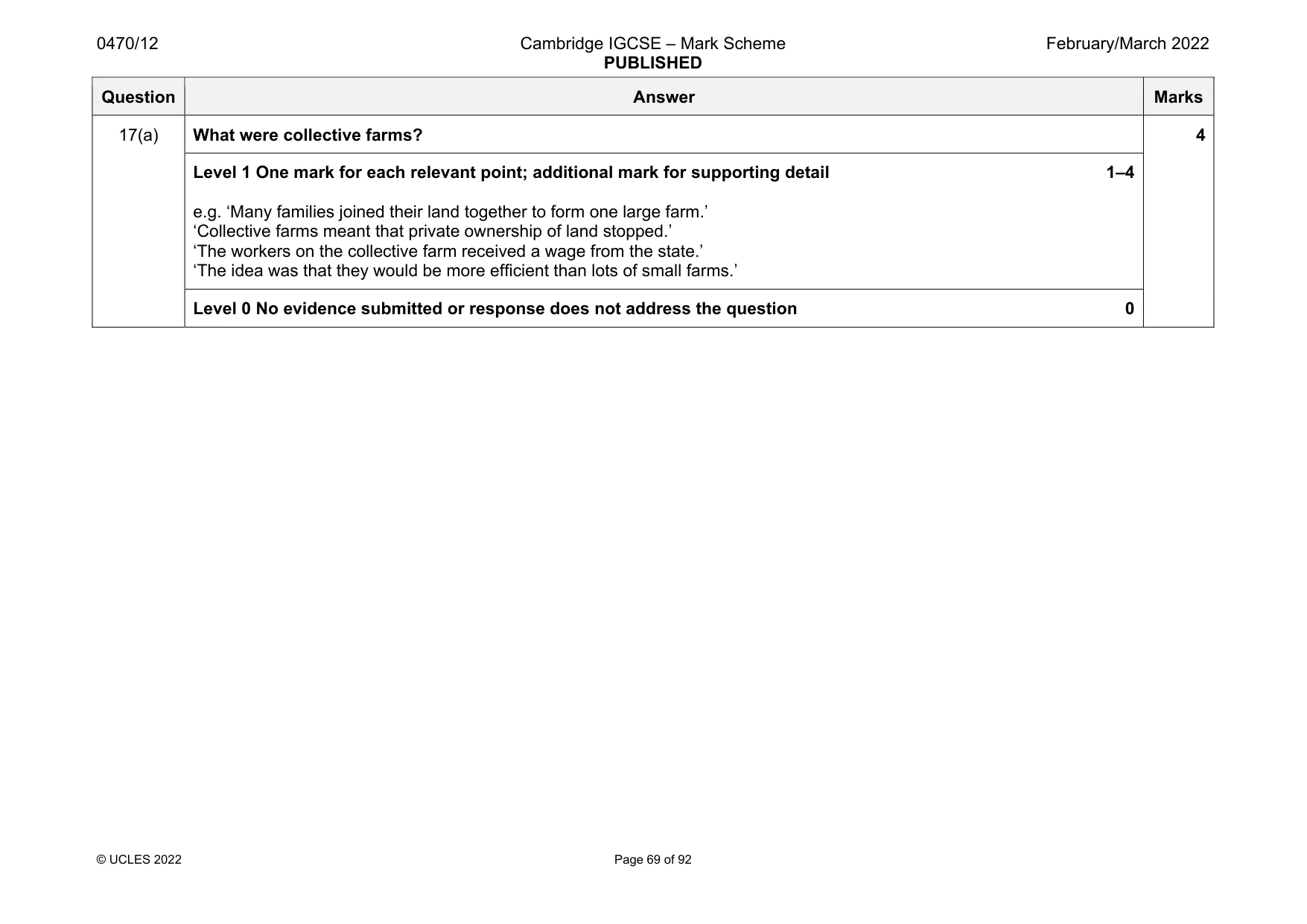 Mark scheme, page 69 of 92