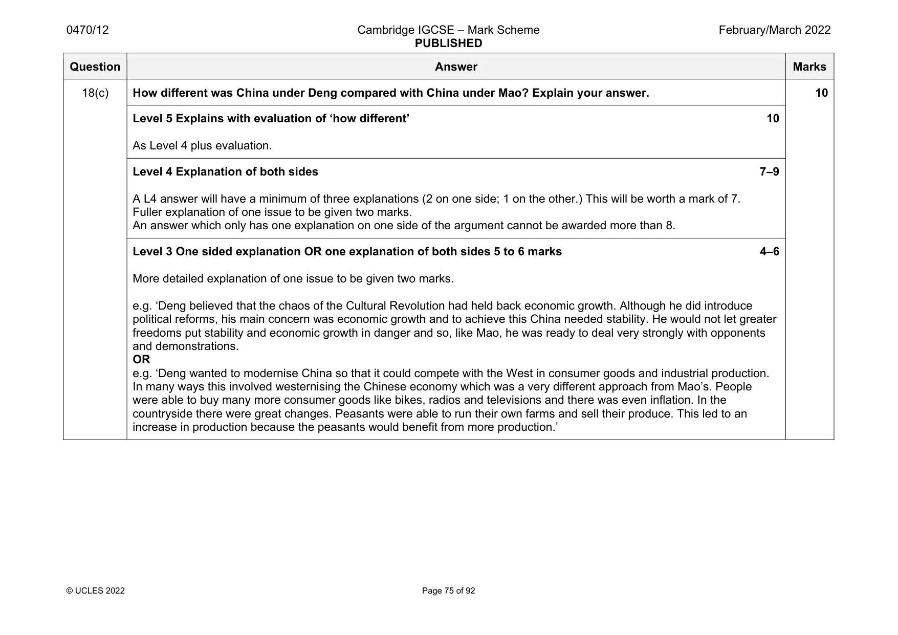 Mark scheme, page 75 of 92