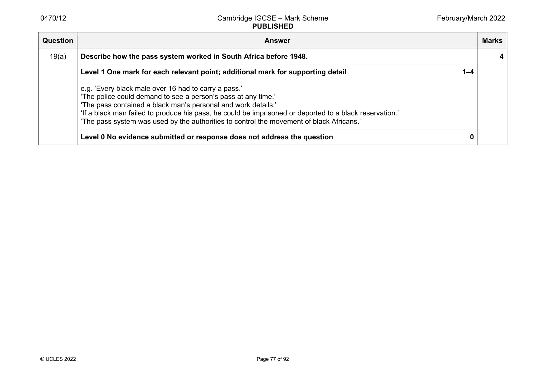 Mark scheme, page 77 of 92