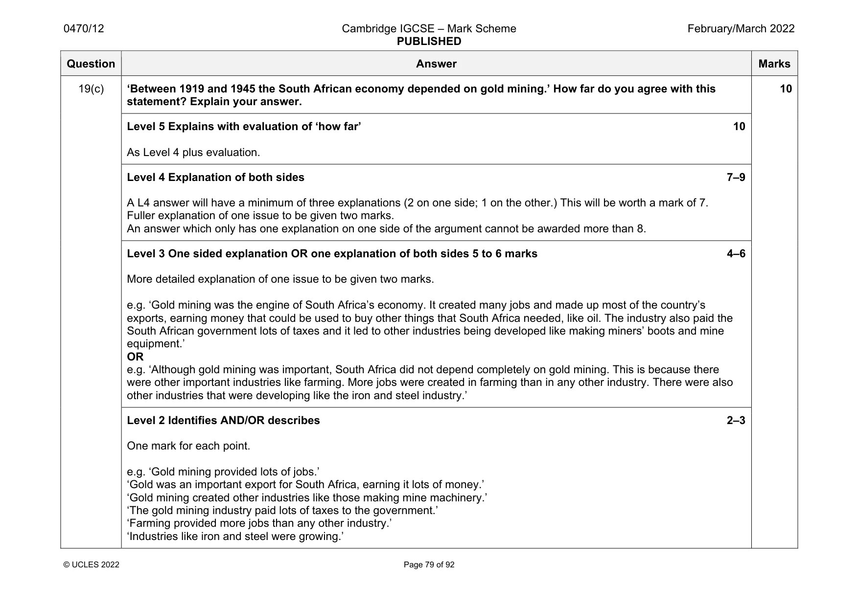 Mark scheme, page 79 of 92
