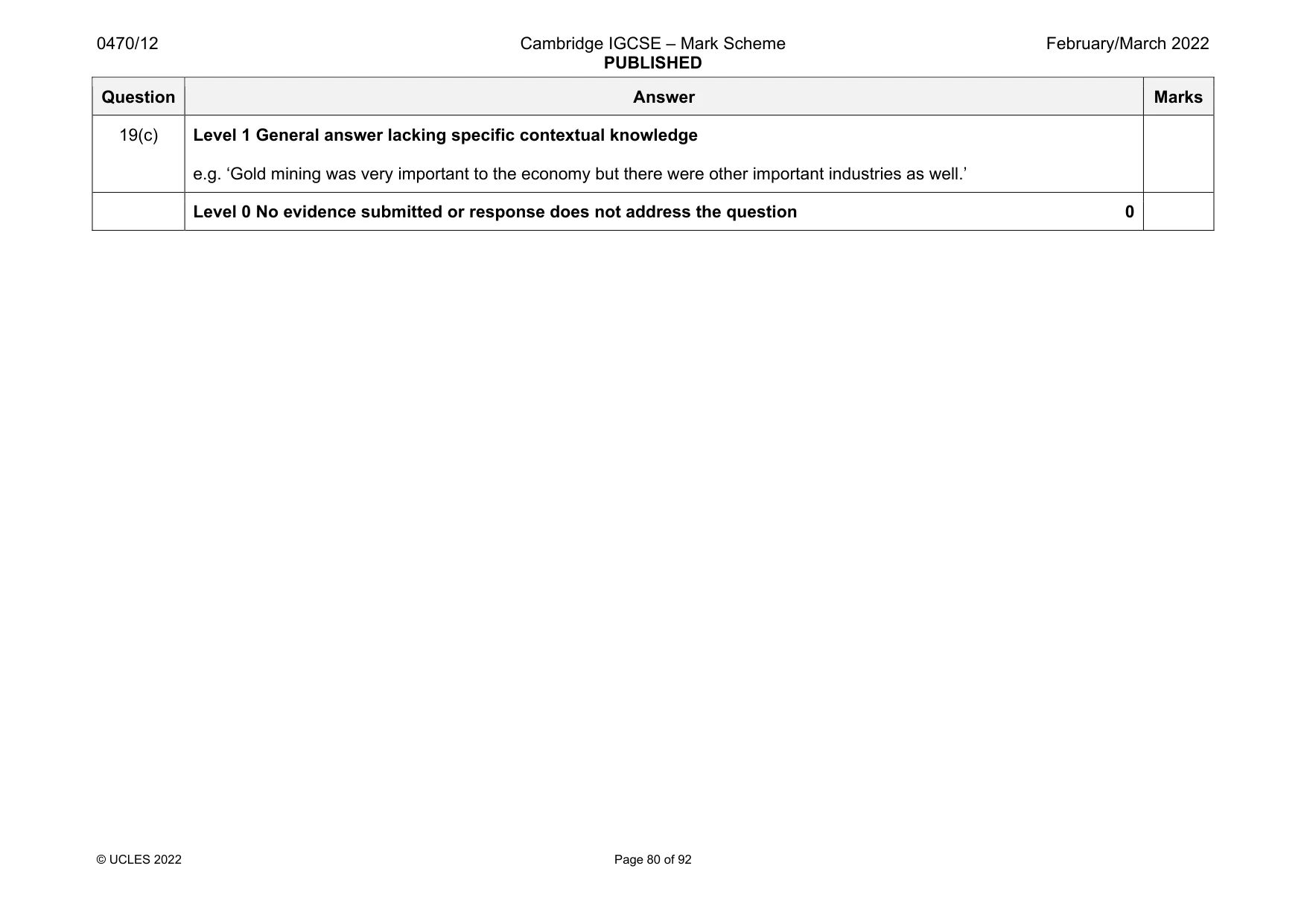 Mark scheme, page 80 of 92