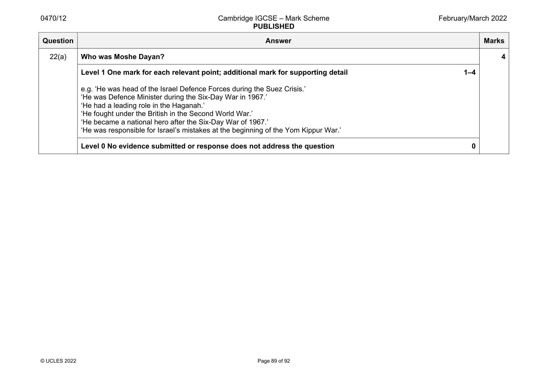 Mark scheme, page 89 of 92