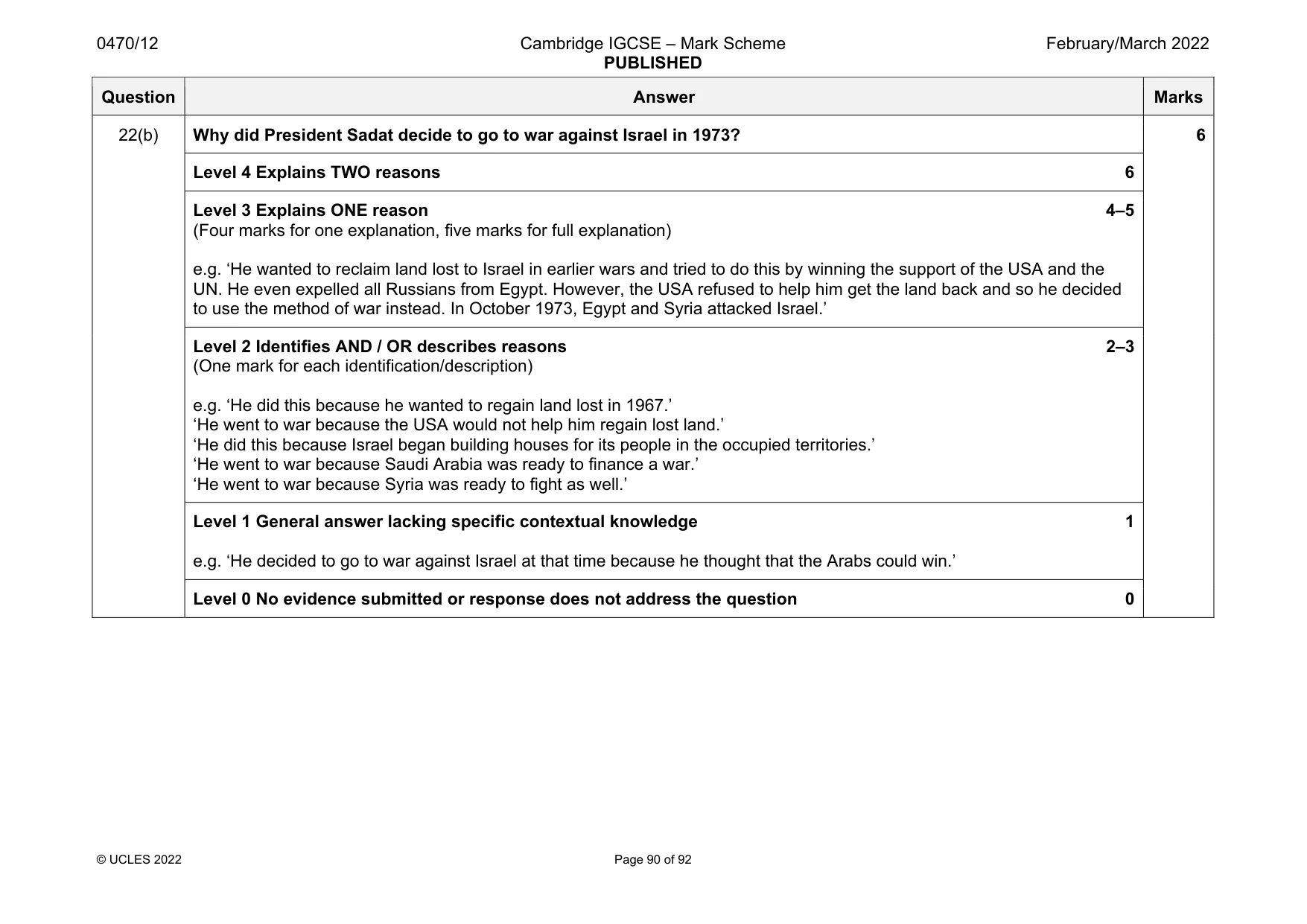 Mark scheme, page 90 of 92