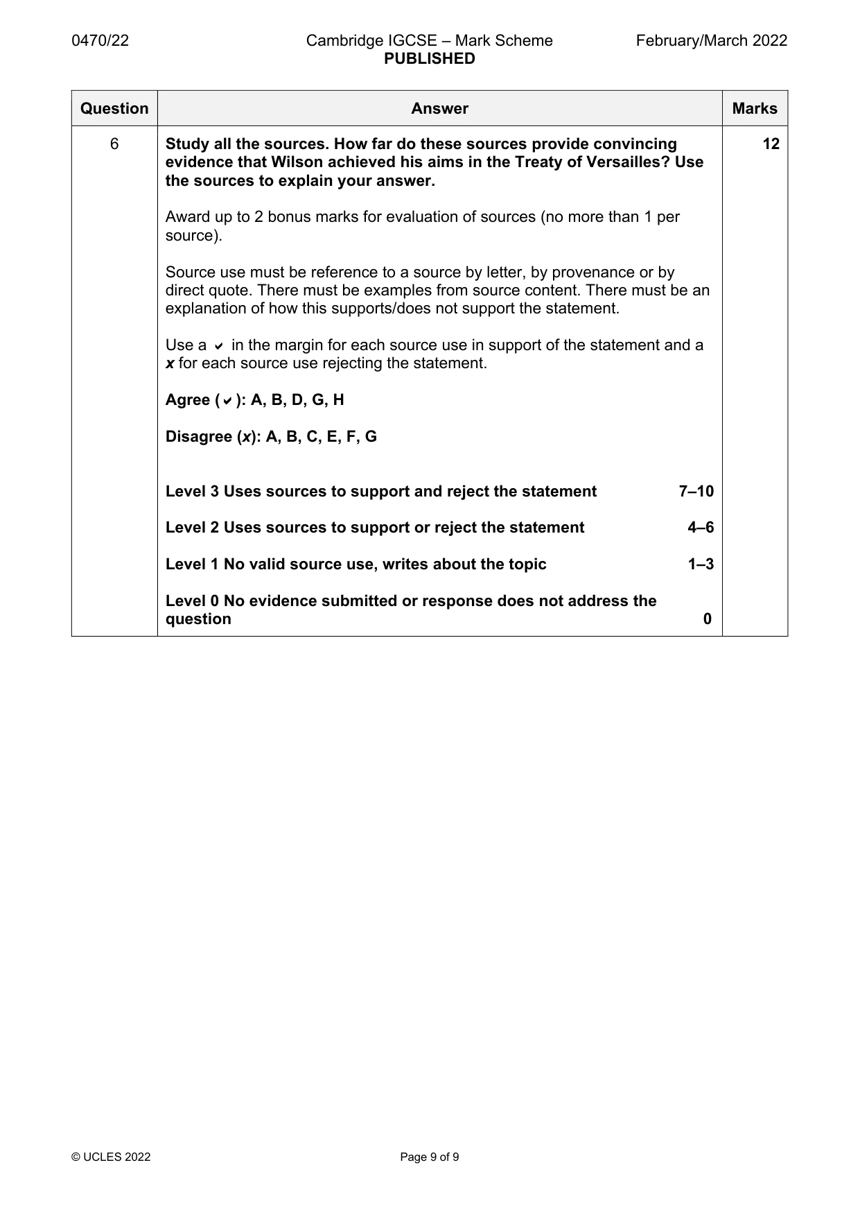 Mark scheme, page 9 of 9