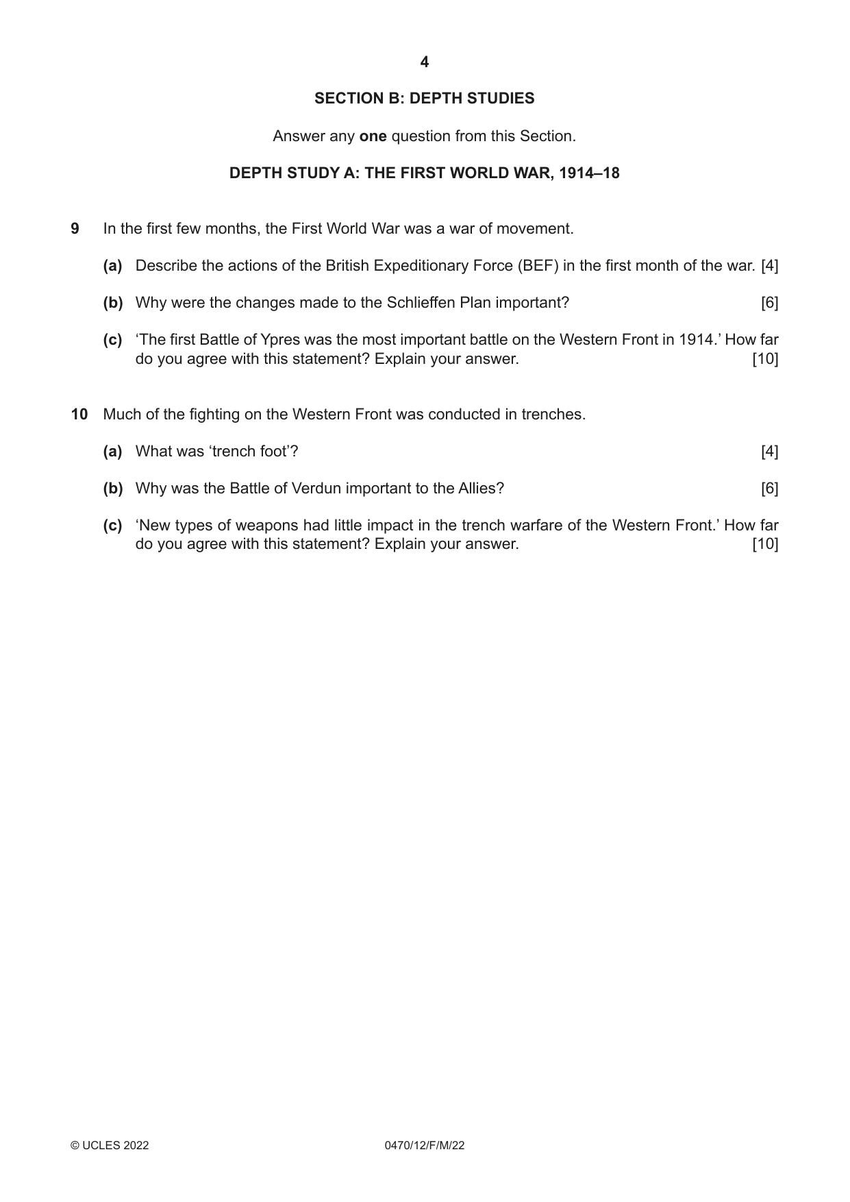 Cambridge IGCSE History 0470 2022 Feb/March Paper 1 · Variant 2 question paper, page 4 of 12