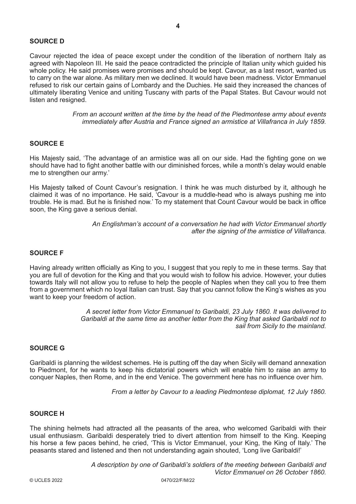 Cambridge IGCSE History 0470 2022 Feb/March Paper 2 · Variant 2 question paper, page 4 of 12