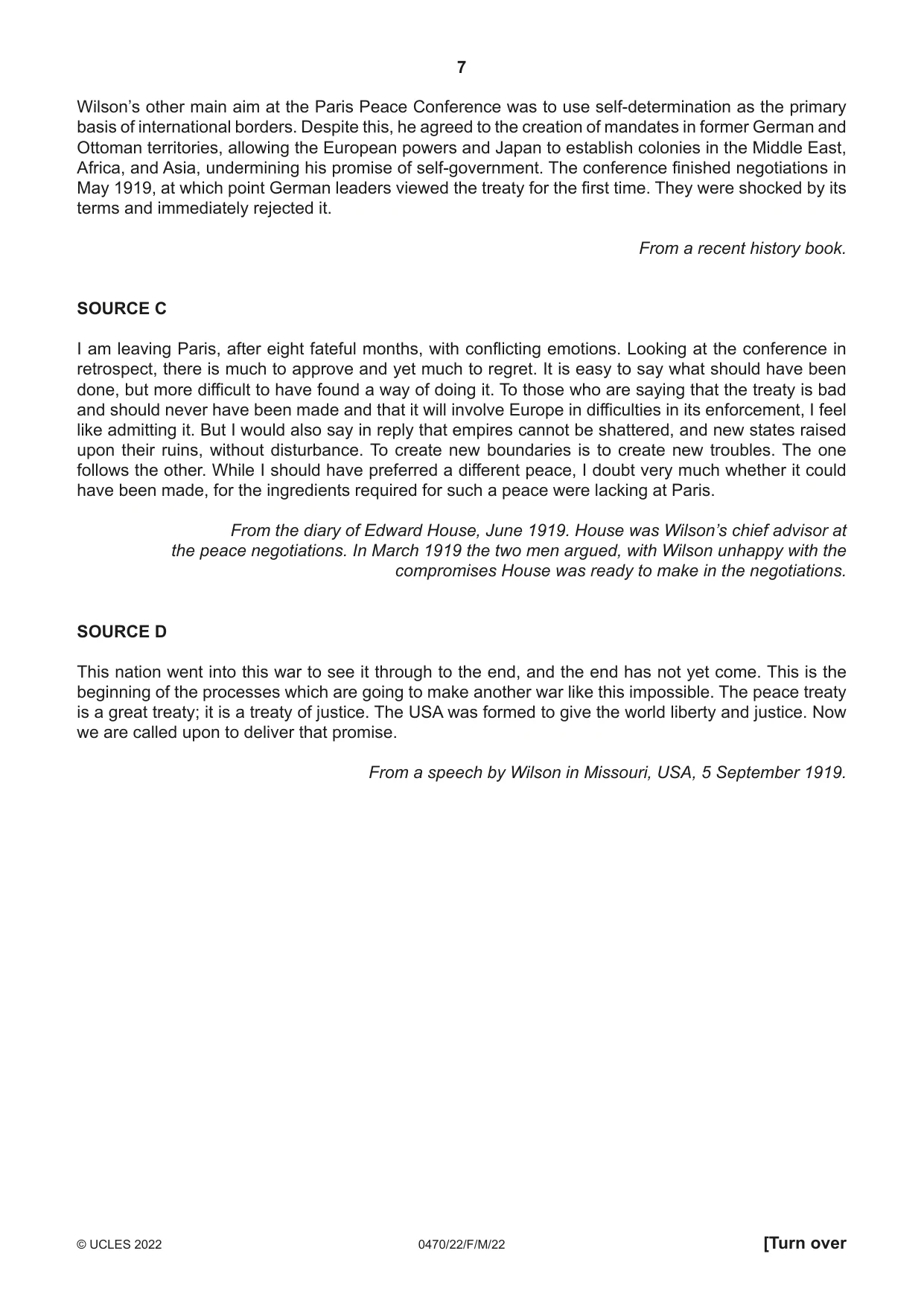 Cambridge IGCSE History 0470 2022 Feb/March Paper 2 · Variant 2 question paper, page 7 of 12