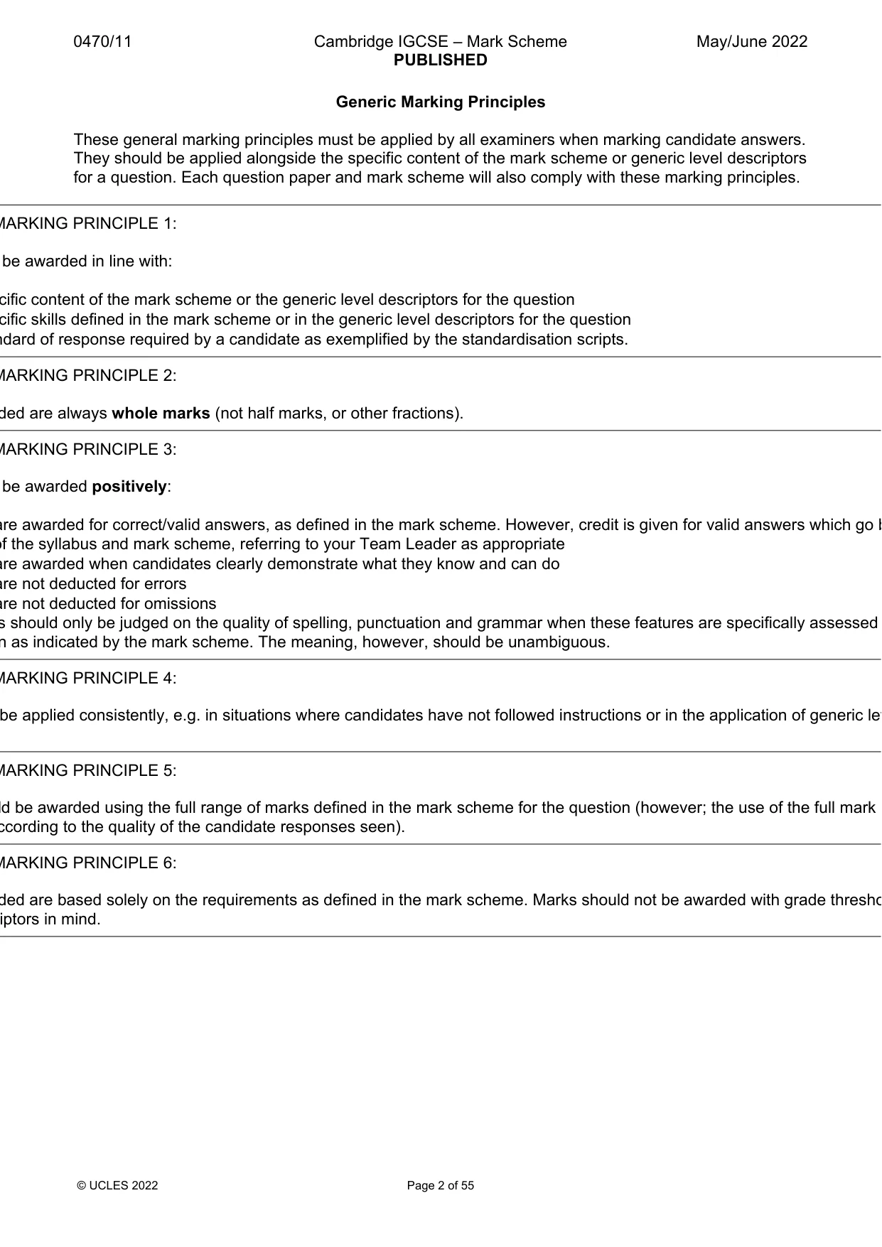 Mark scheme, page 2 of 55