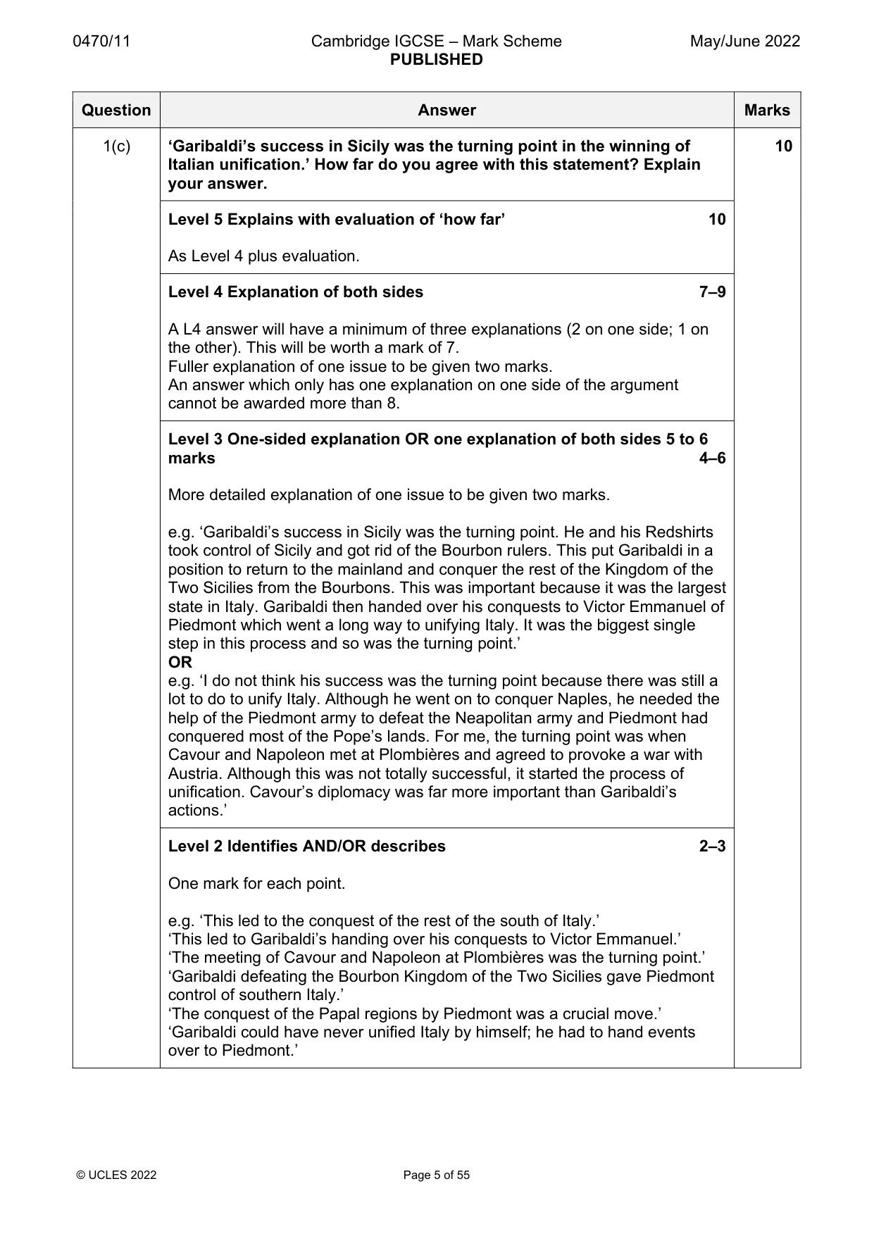Mark scheme, page 5 of 55
