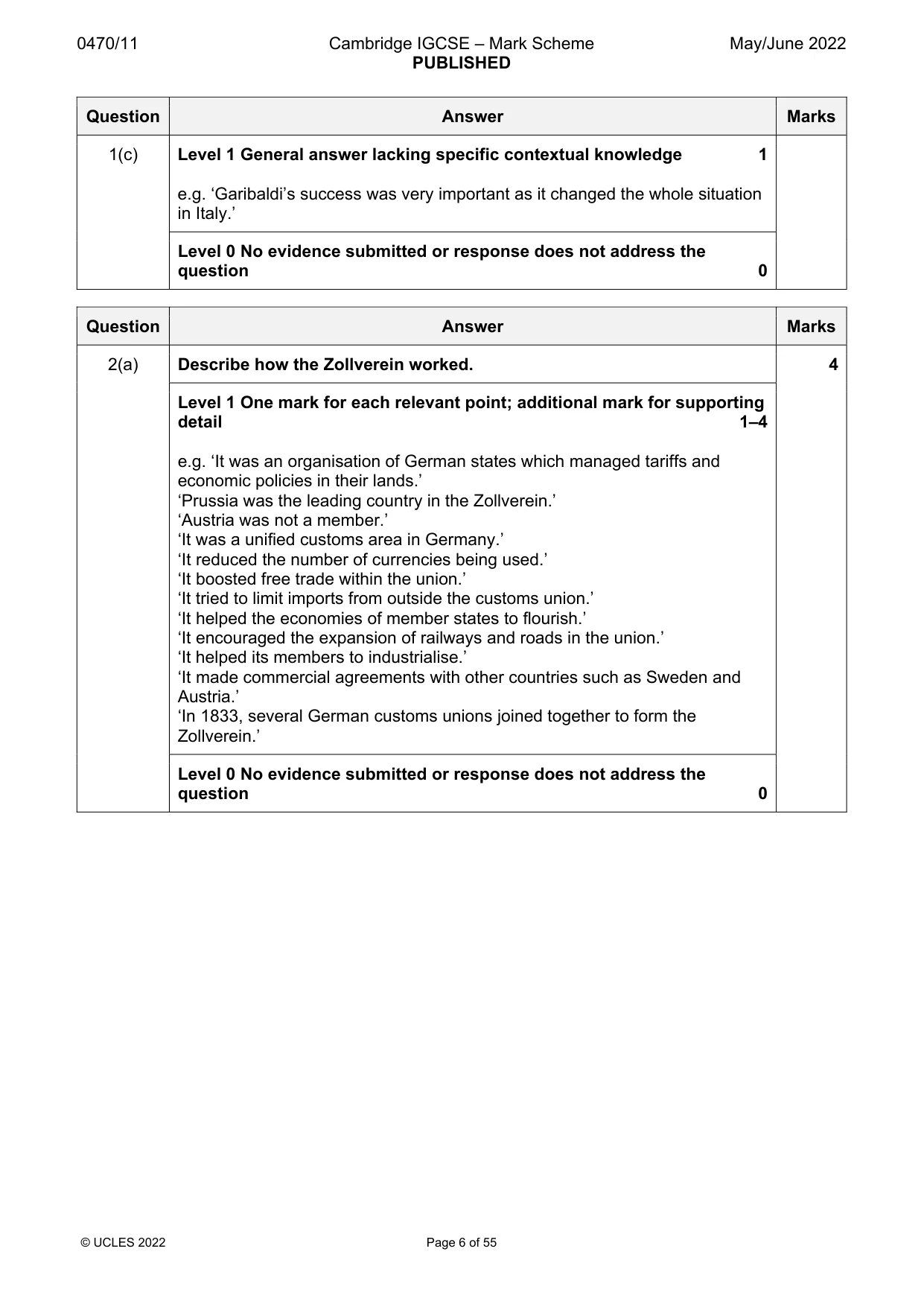 Mark scheme, page 6 of 55