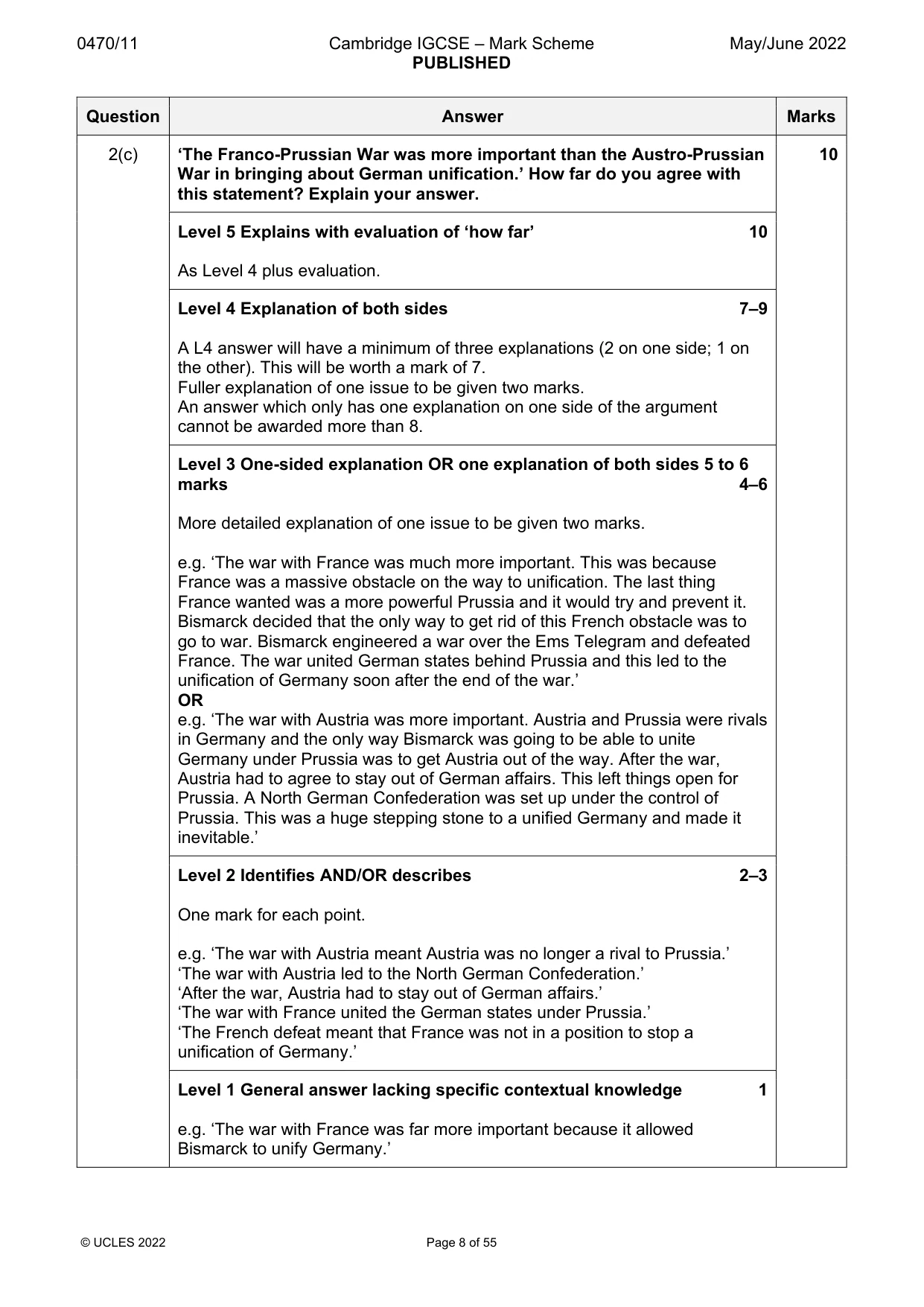 Mark scheme, page 8 of 55