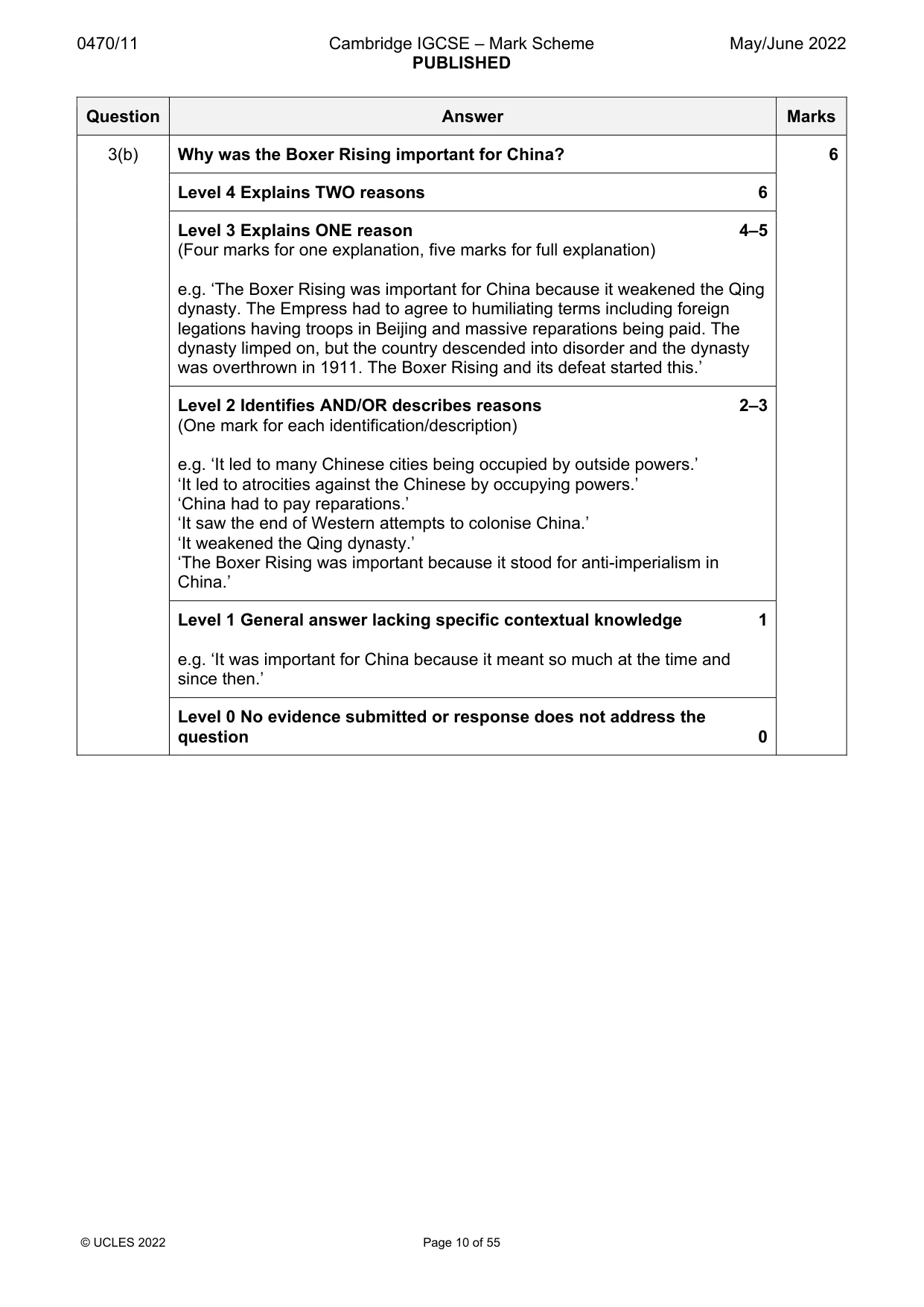 Mark scheme, page 10 of 55