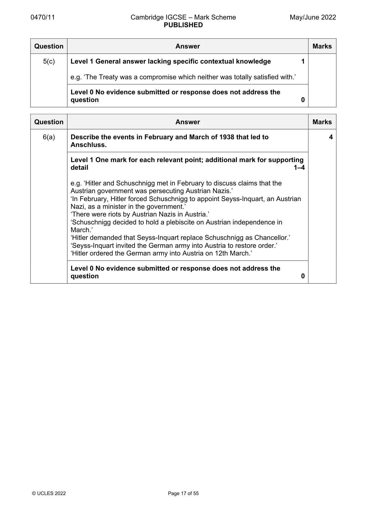 Mark scheme, page 17 of 55