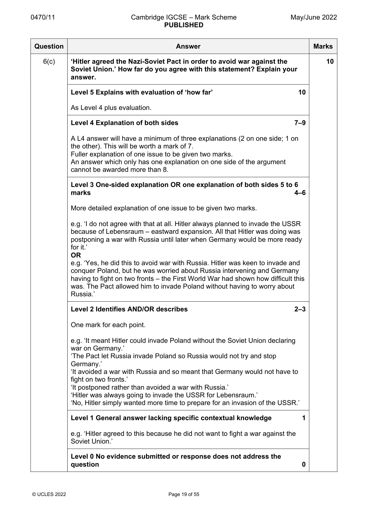 Mark scheme, page 19 of 55