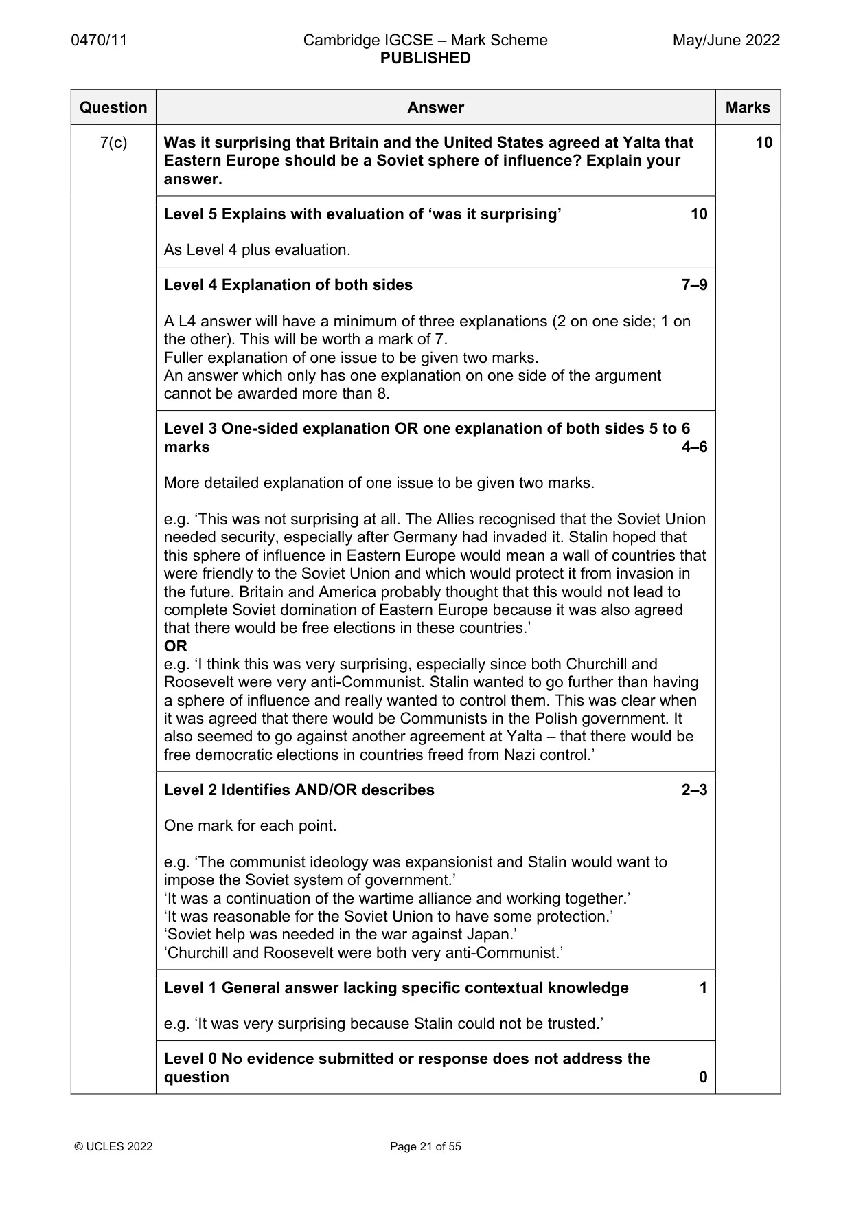 Mark scheme, page 21 of 55