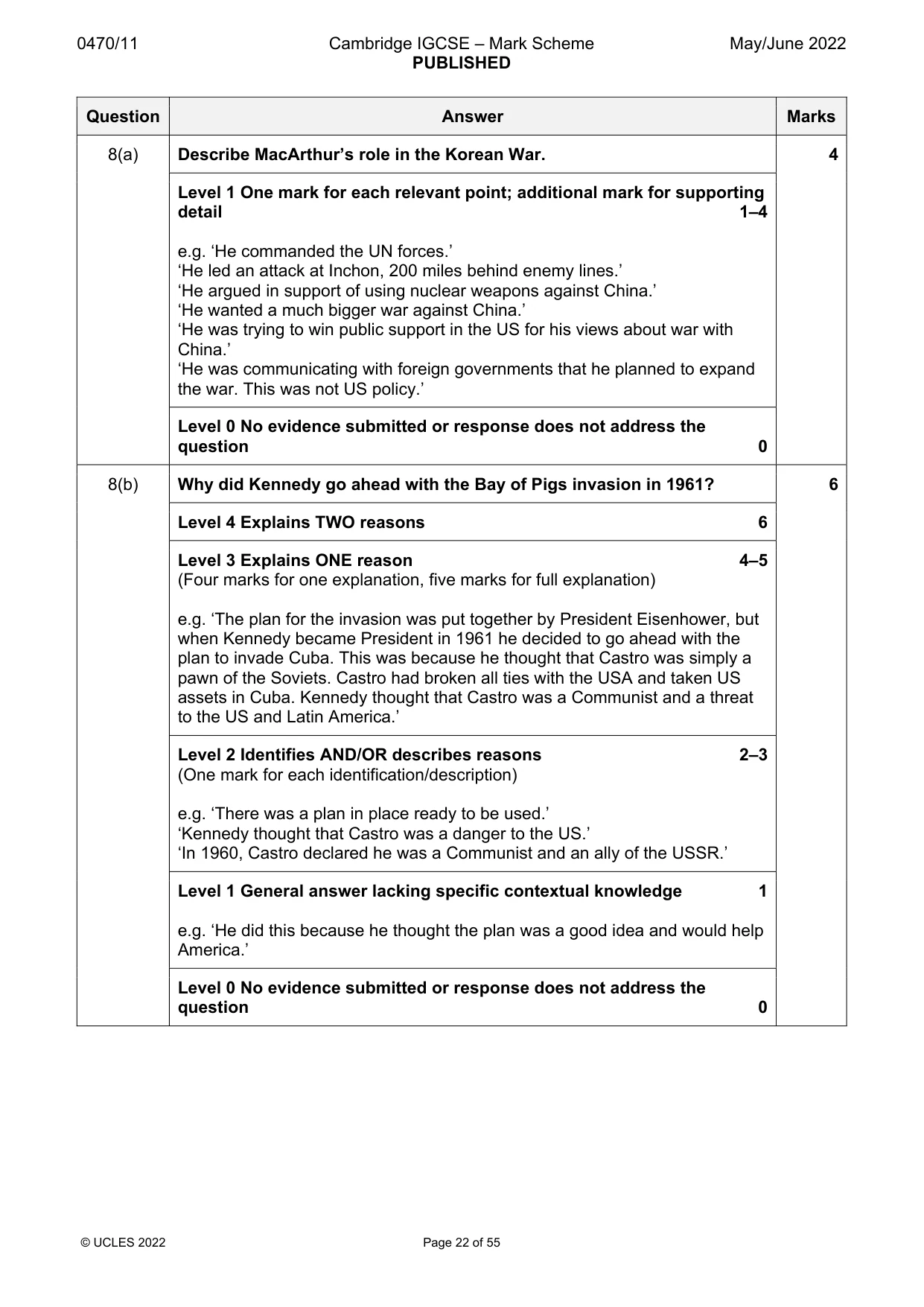 Mark scheme, page 22 of 55