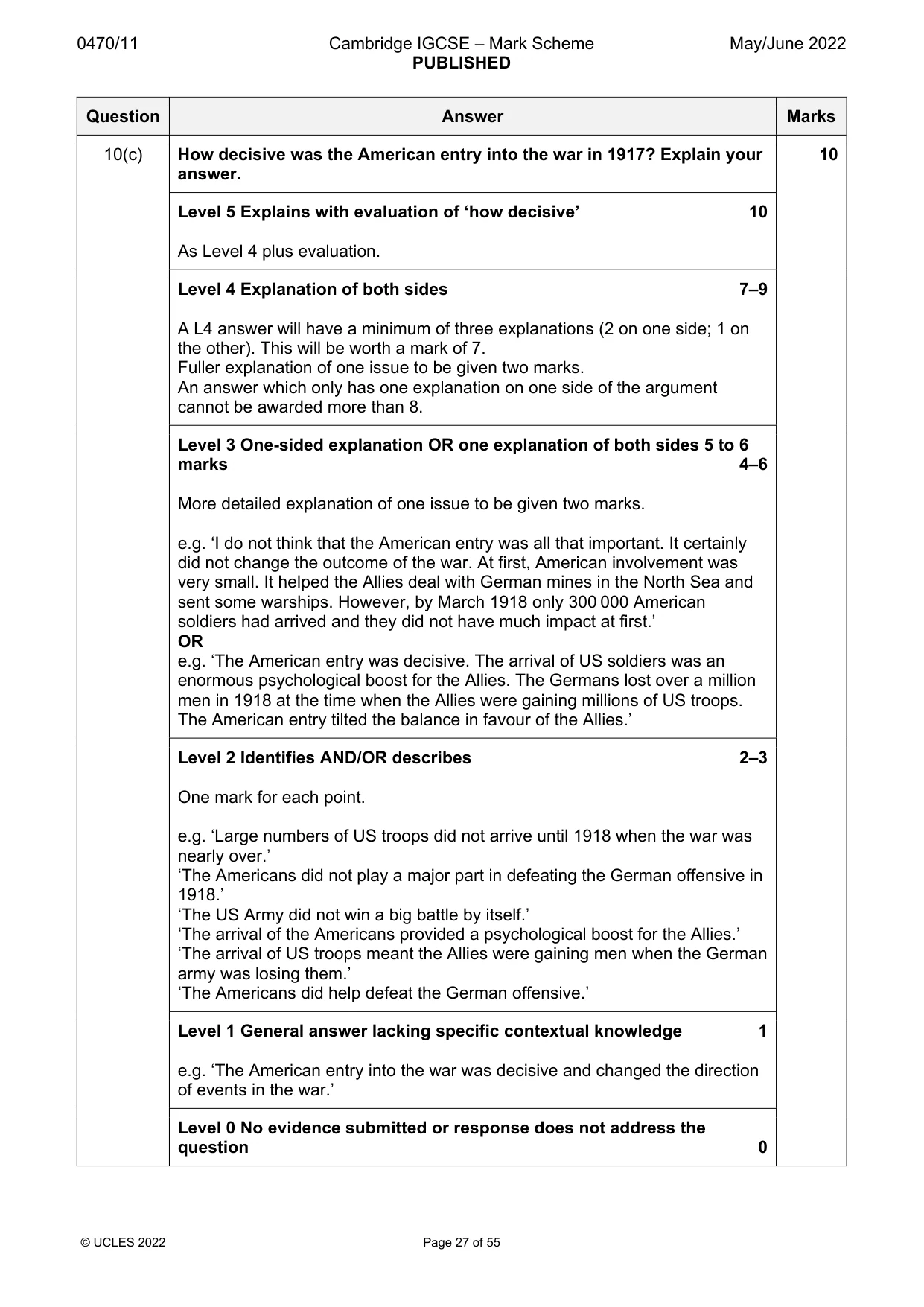 Mark scheme, page 27 of 55