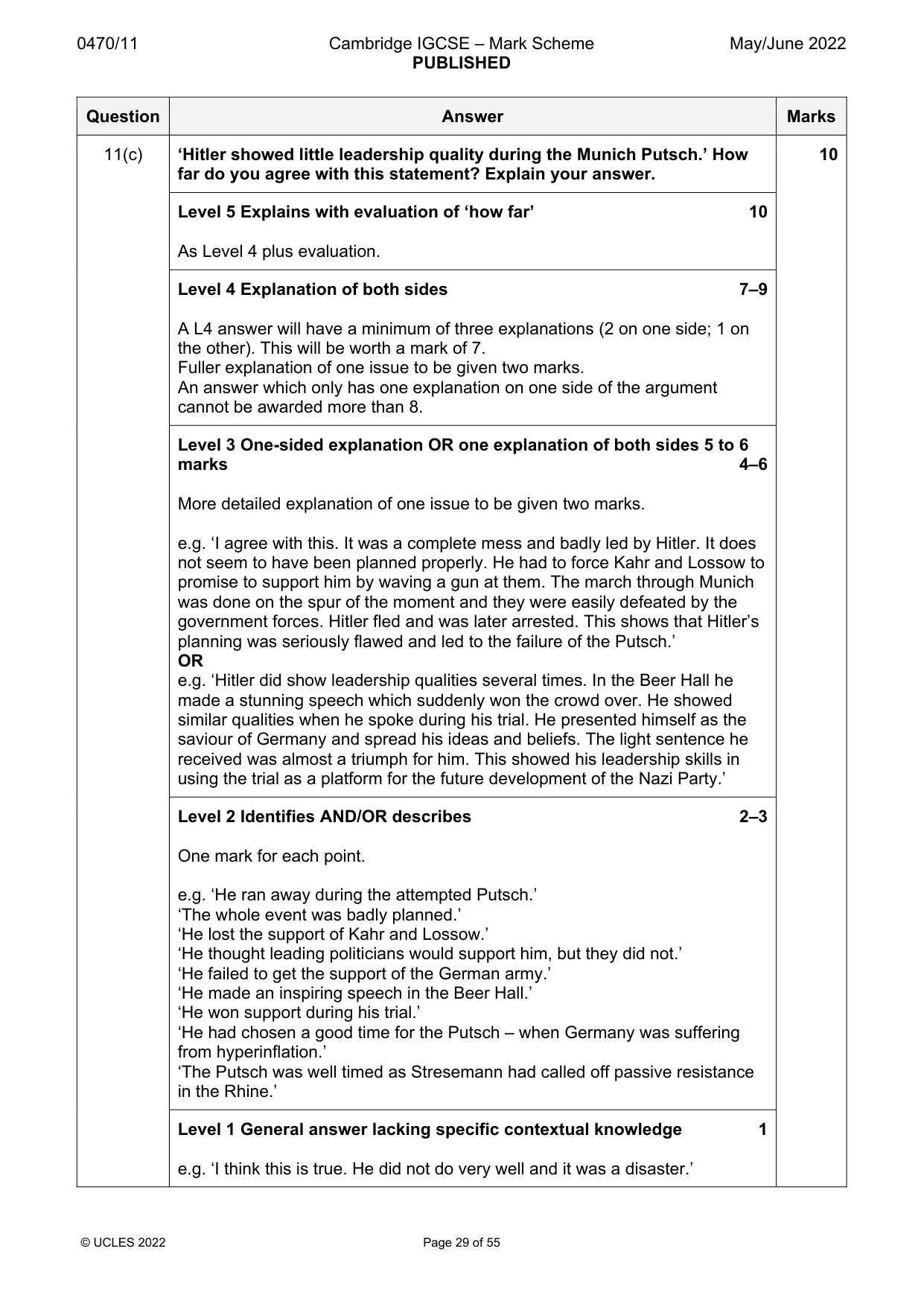 Mark scheme, page 29 of 55