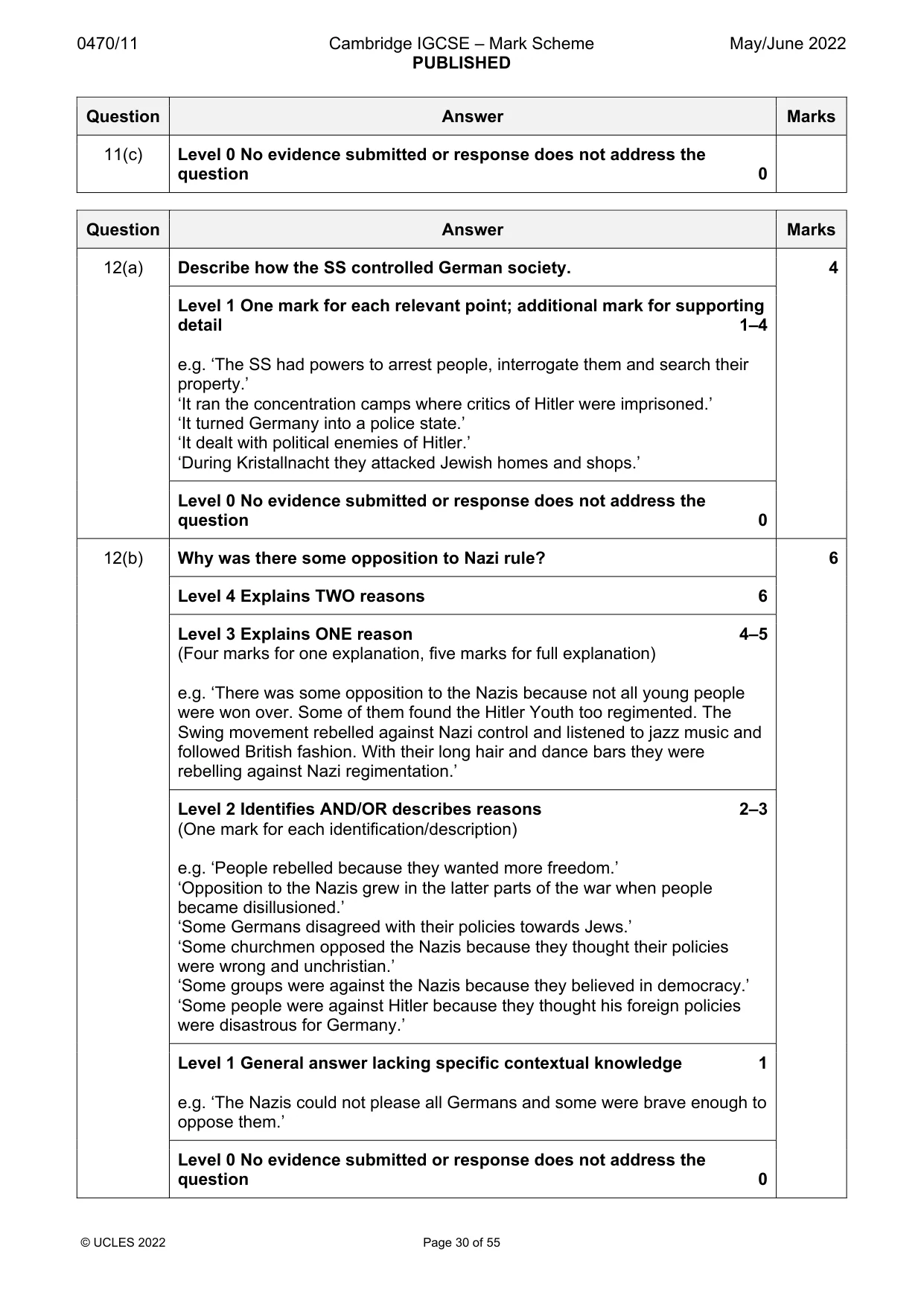 Mark scheme, page 30 of 55
