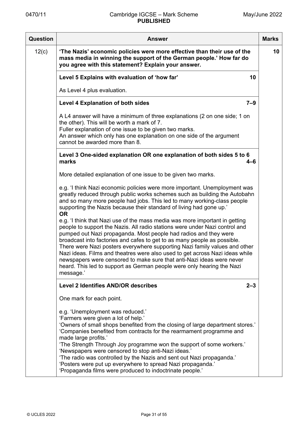 Mark scheme, page 31 of 55