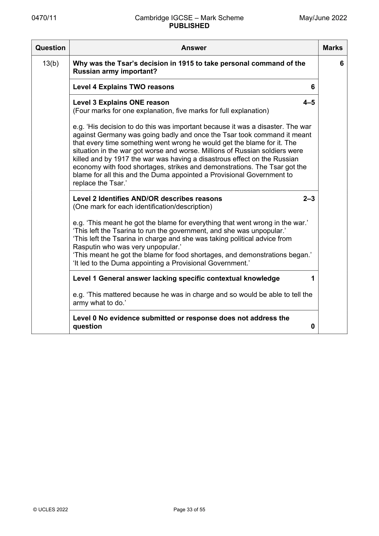 Mark scheme, page 33 of 55