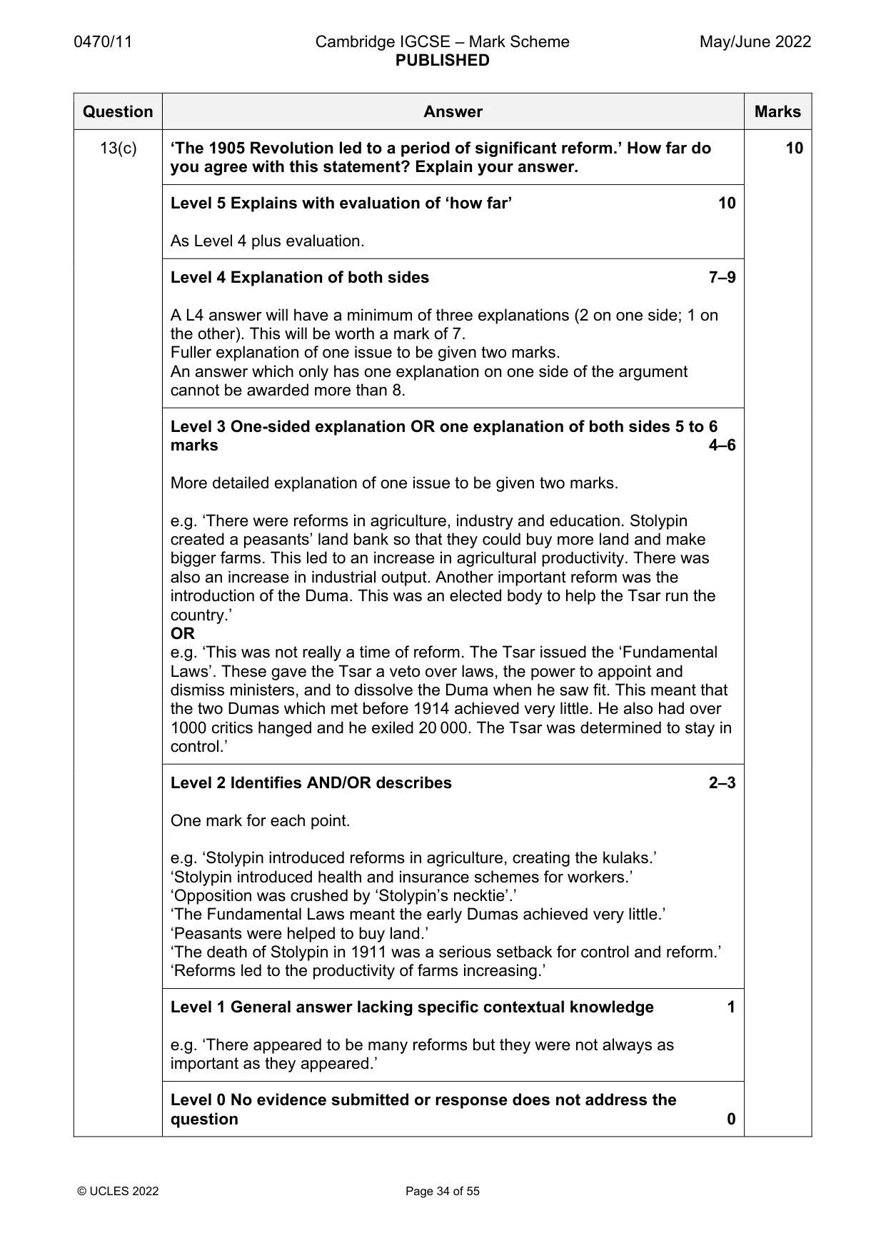 Mark scheme, page 34 of 55