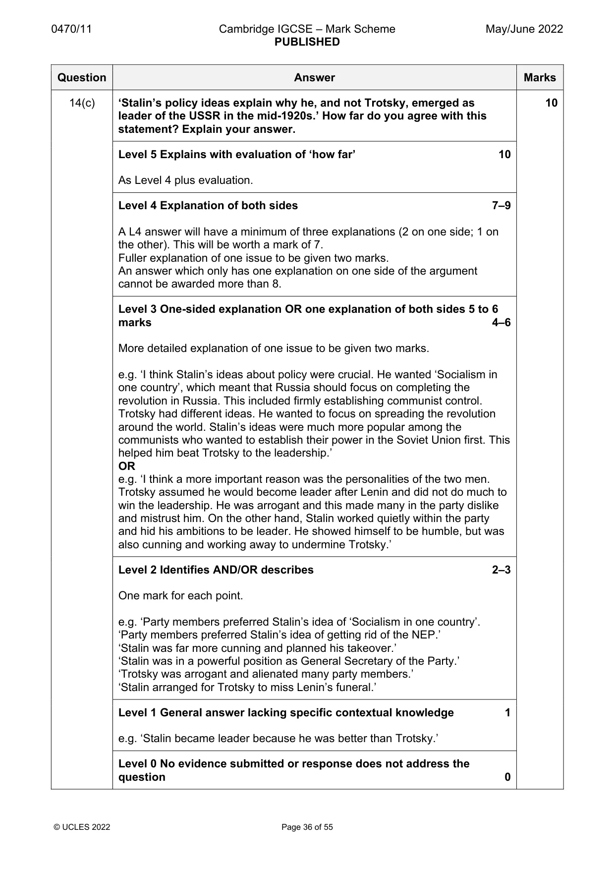 Mark scheme, page 36 of 55