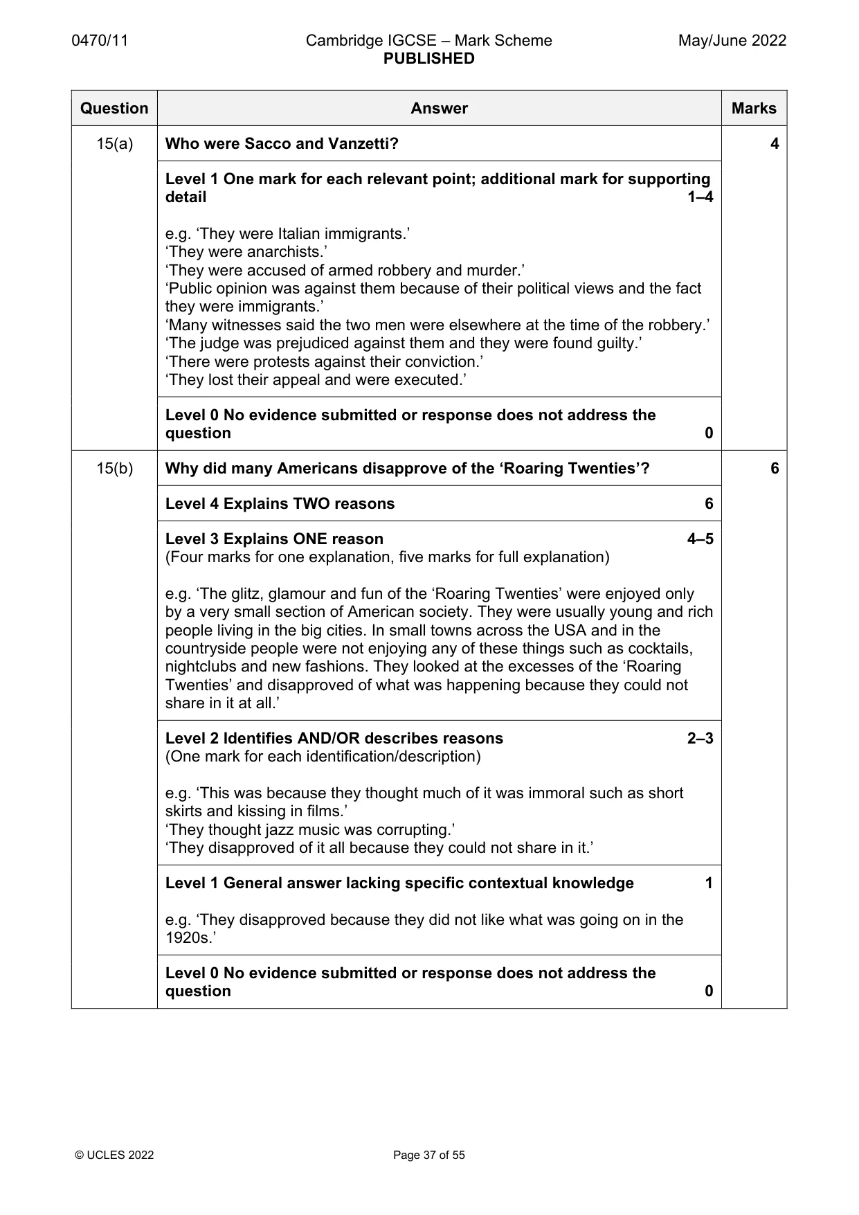 Mark scheme, page 37 of 55
