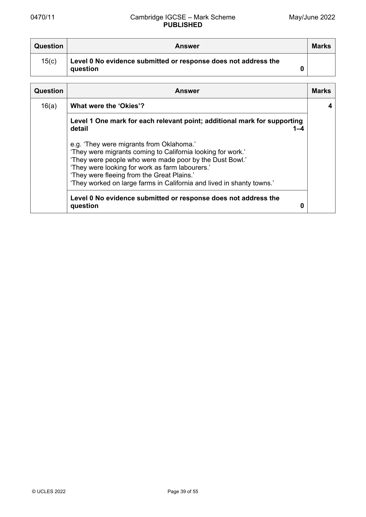 Mark scheme, page 39 of 55