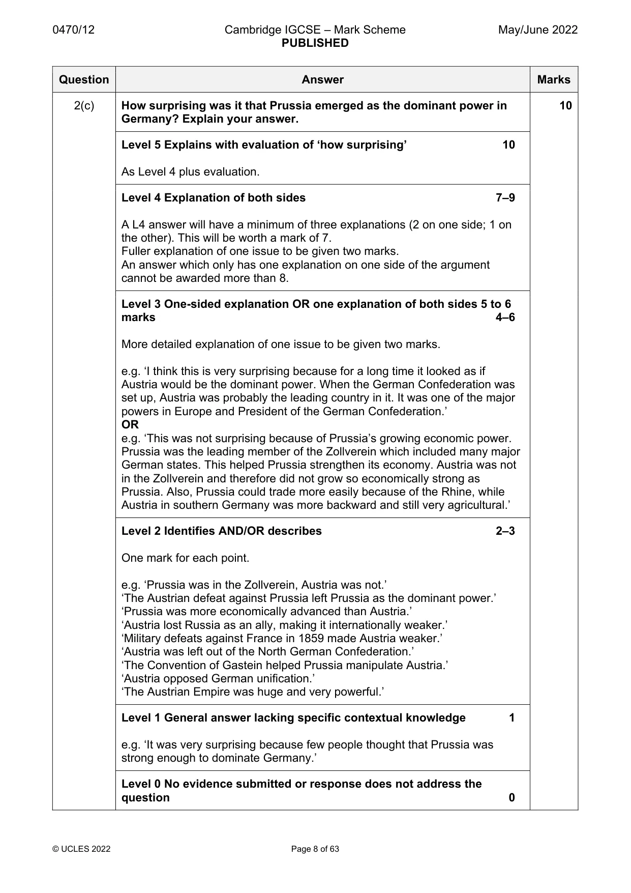 Mark scheme, page 8 of 63