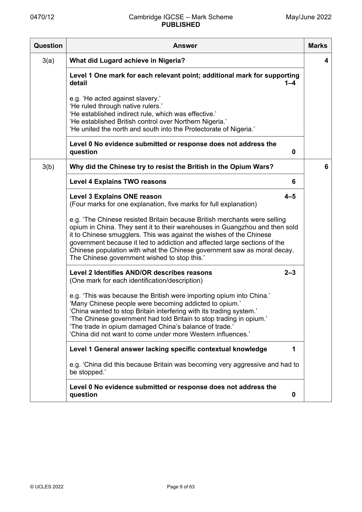 Mark scheme, page 9 of 63